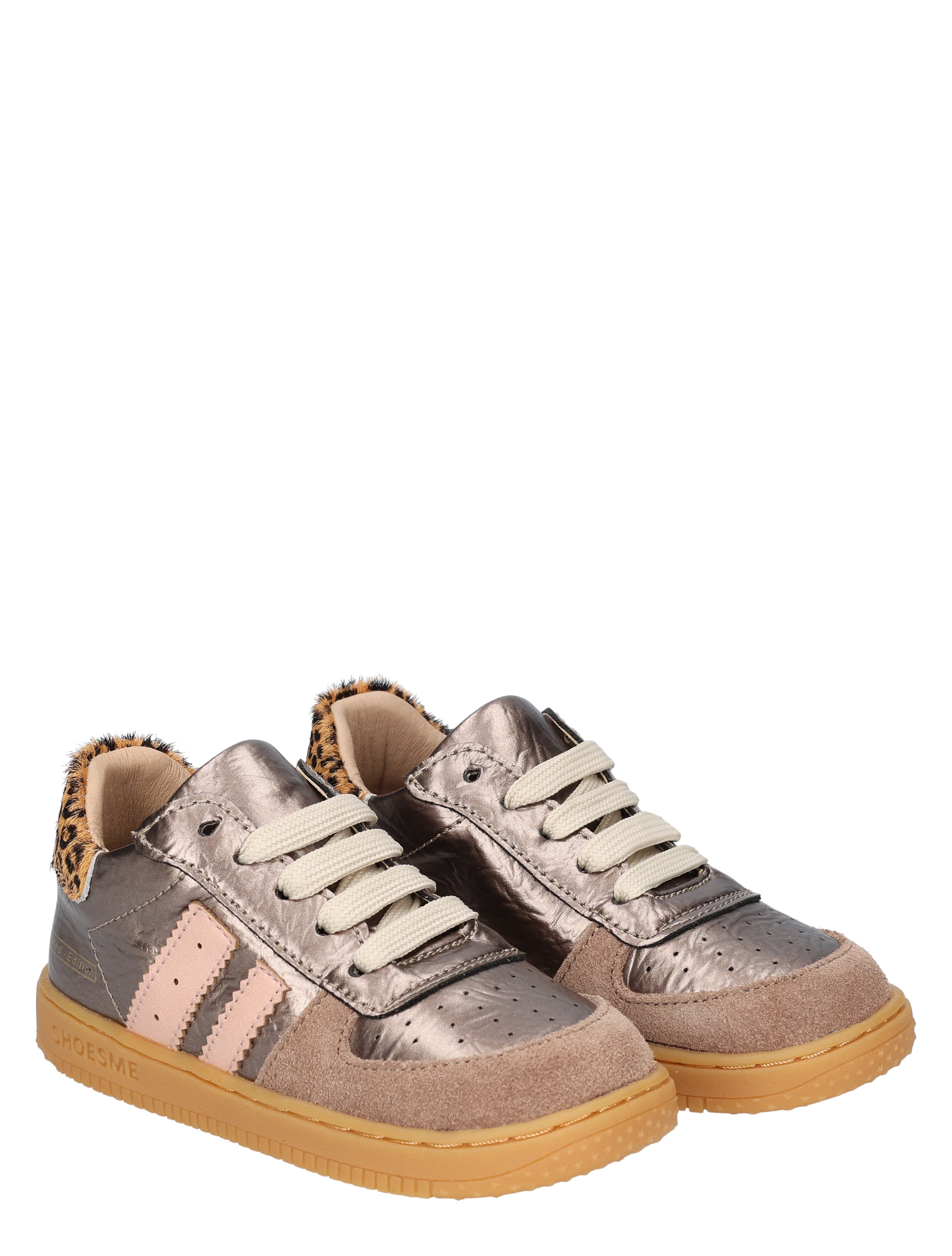 sneakers, leopard, metallic, grijsbruin, lowschoenen