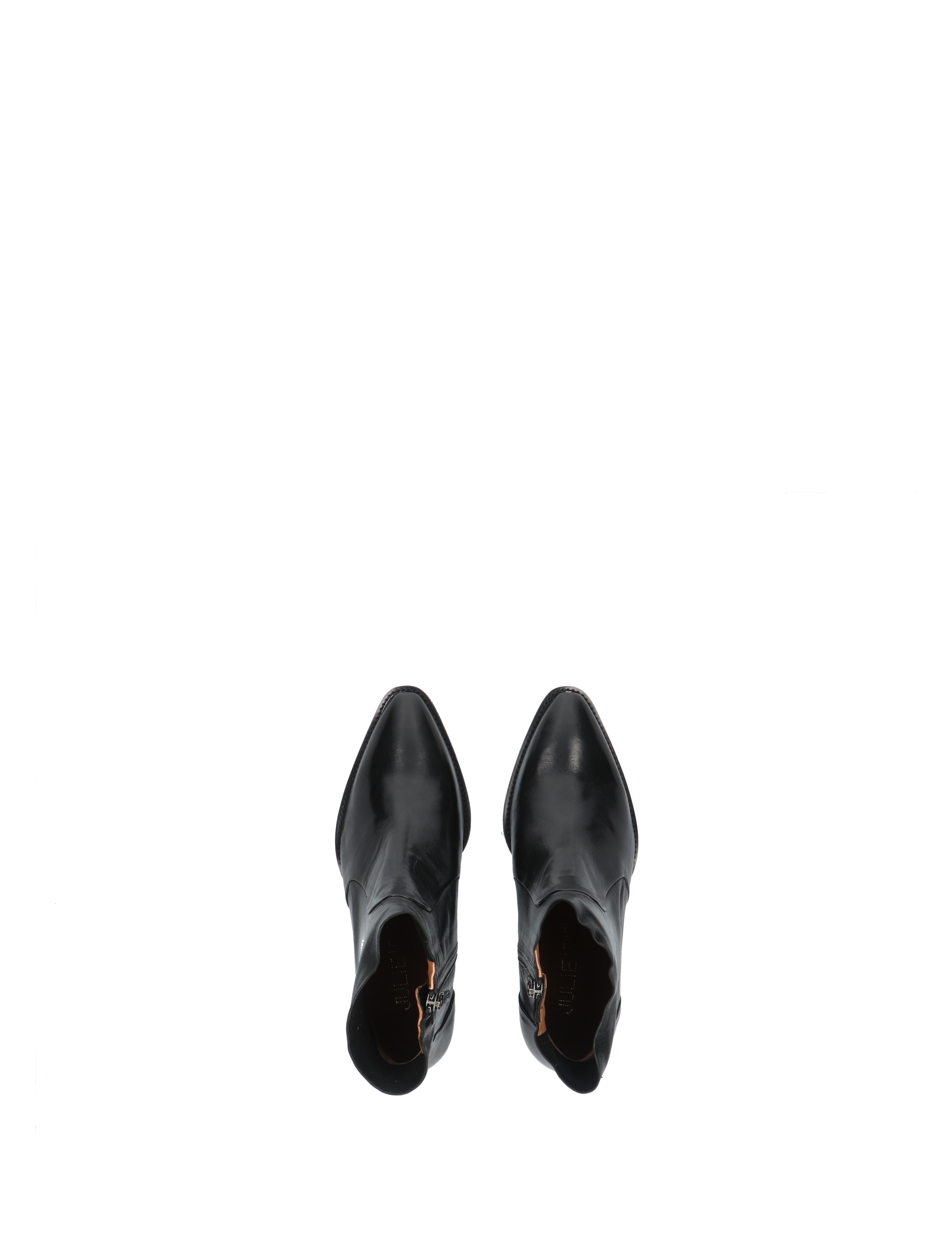 boots, ankle boots, zwart, leer, puntige neus