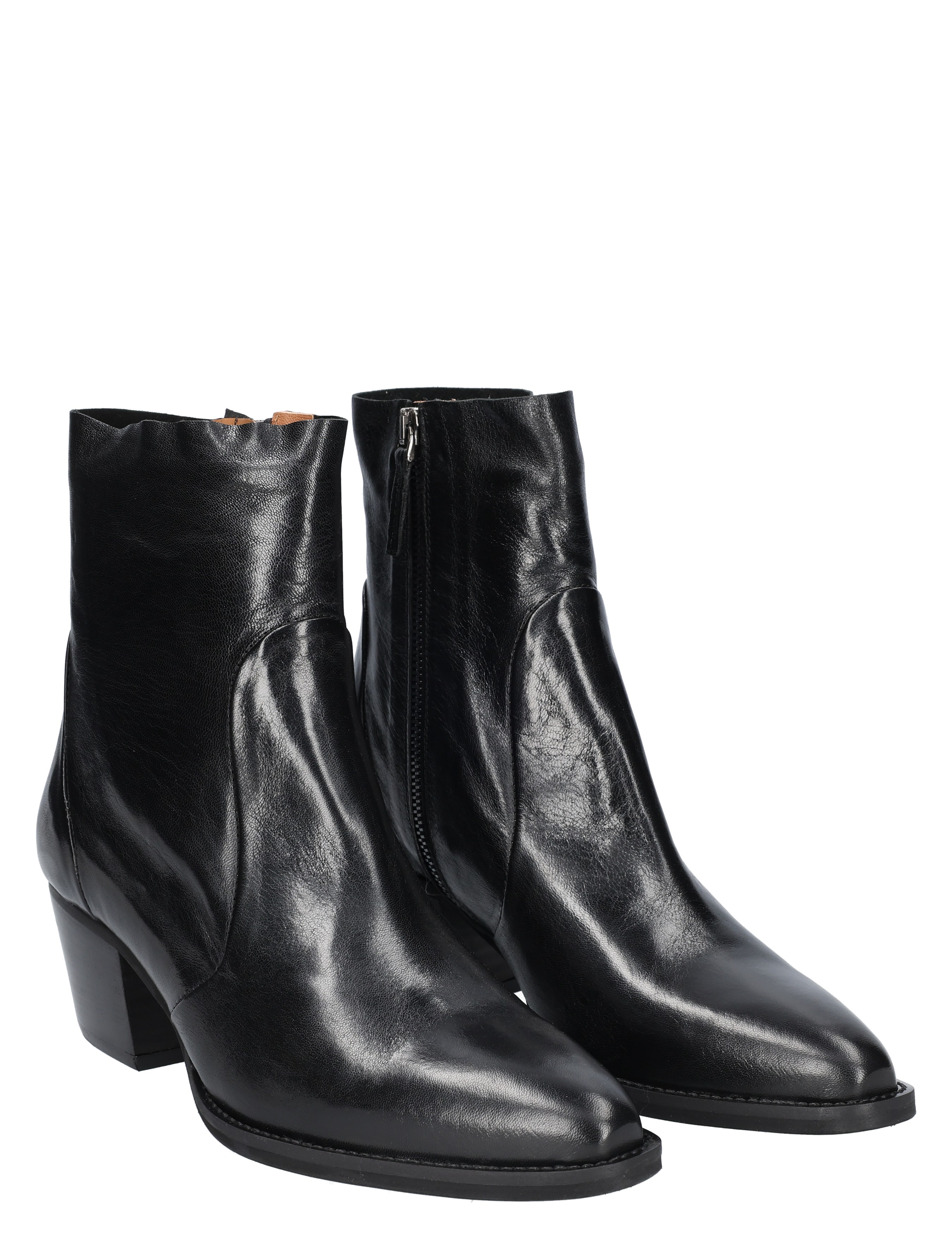 boots, ankle boots, black, leather, heel