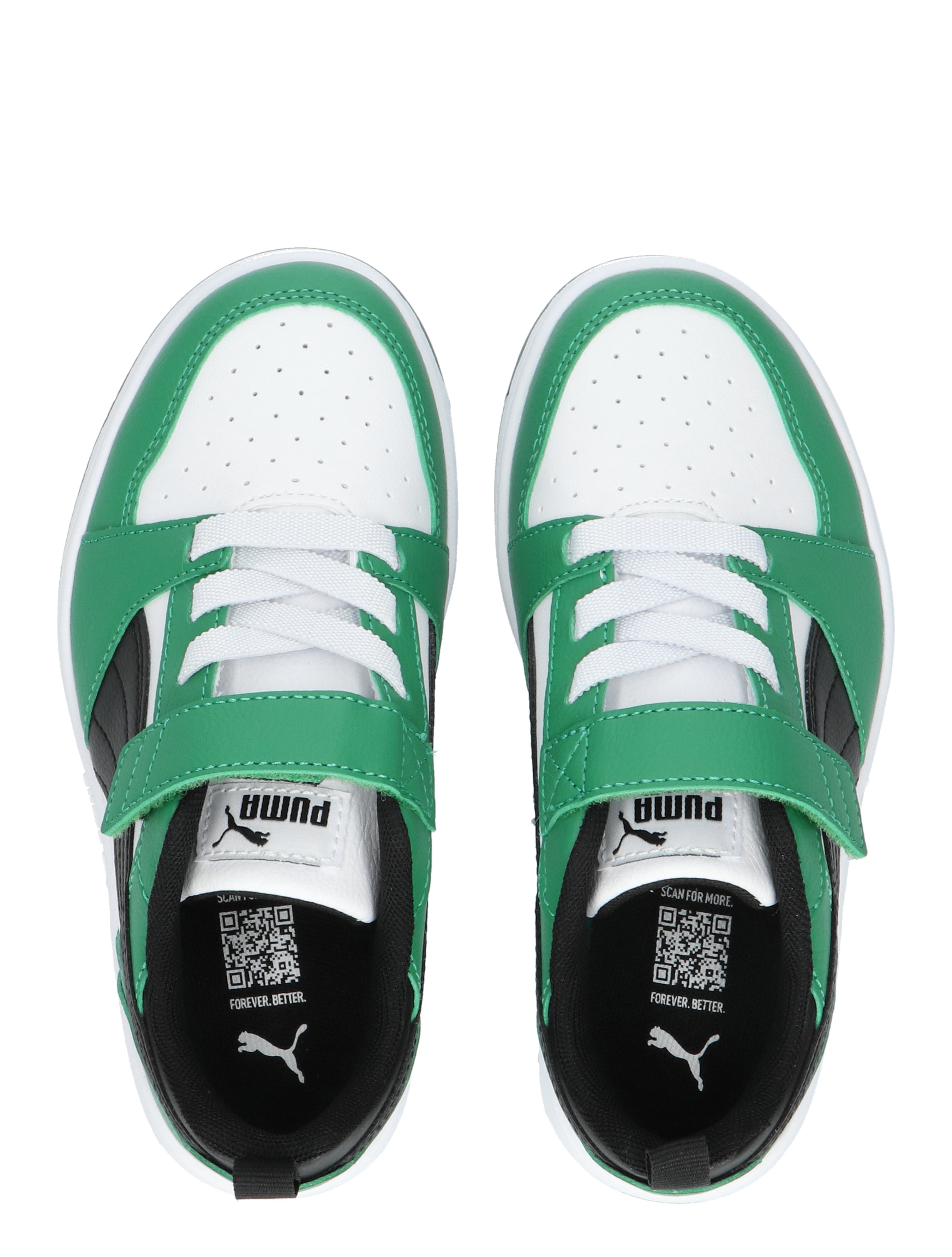 Puma - Rebound V6 Low Basket Velcro White Black Green - Meisjes - Jongens - Sneakers - Lage Sneakers - Lage Sneakers - Sneakers - Klittenbandschoenen - Klittenbandschoenen - 46452_86_7