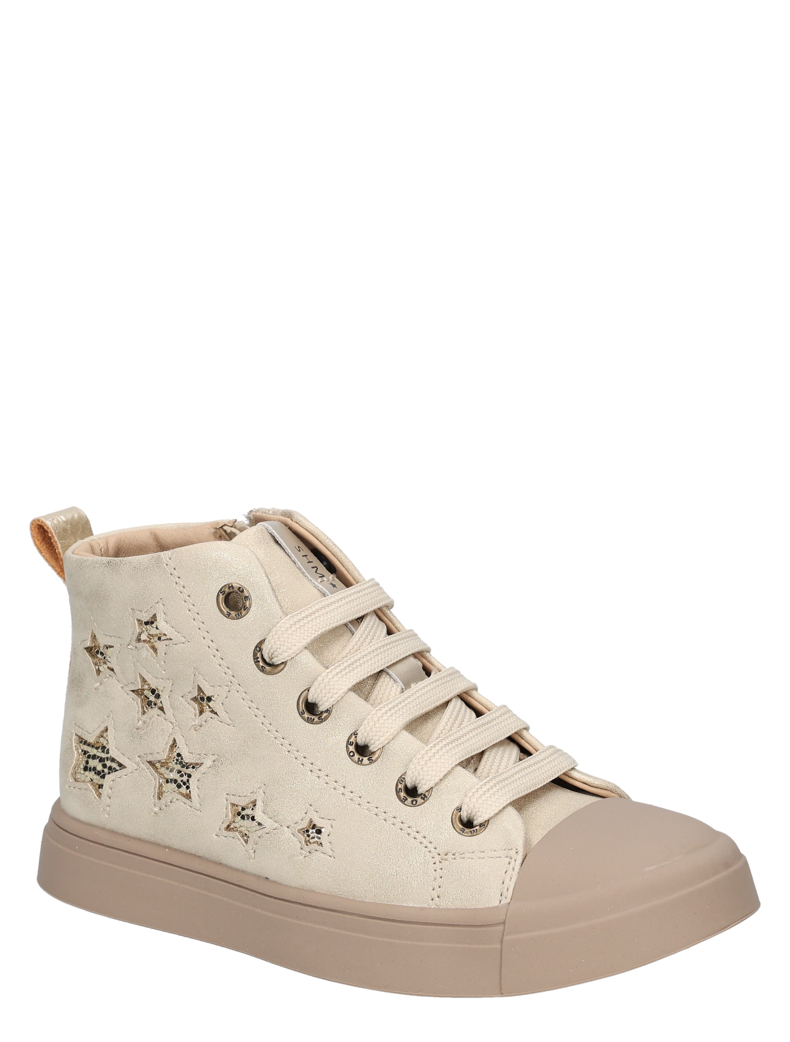 sneaker, hoge-tak, tan color, ster patroon, zachte zool