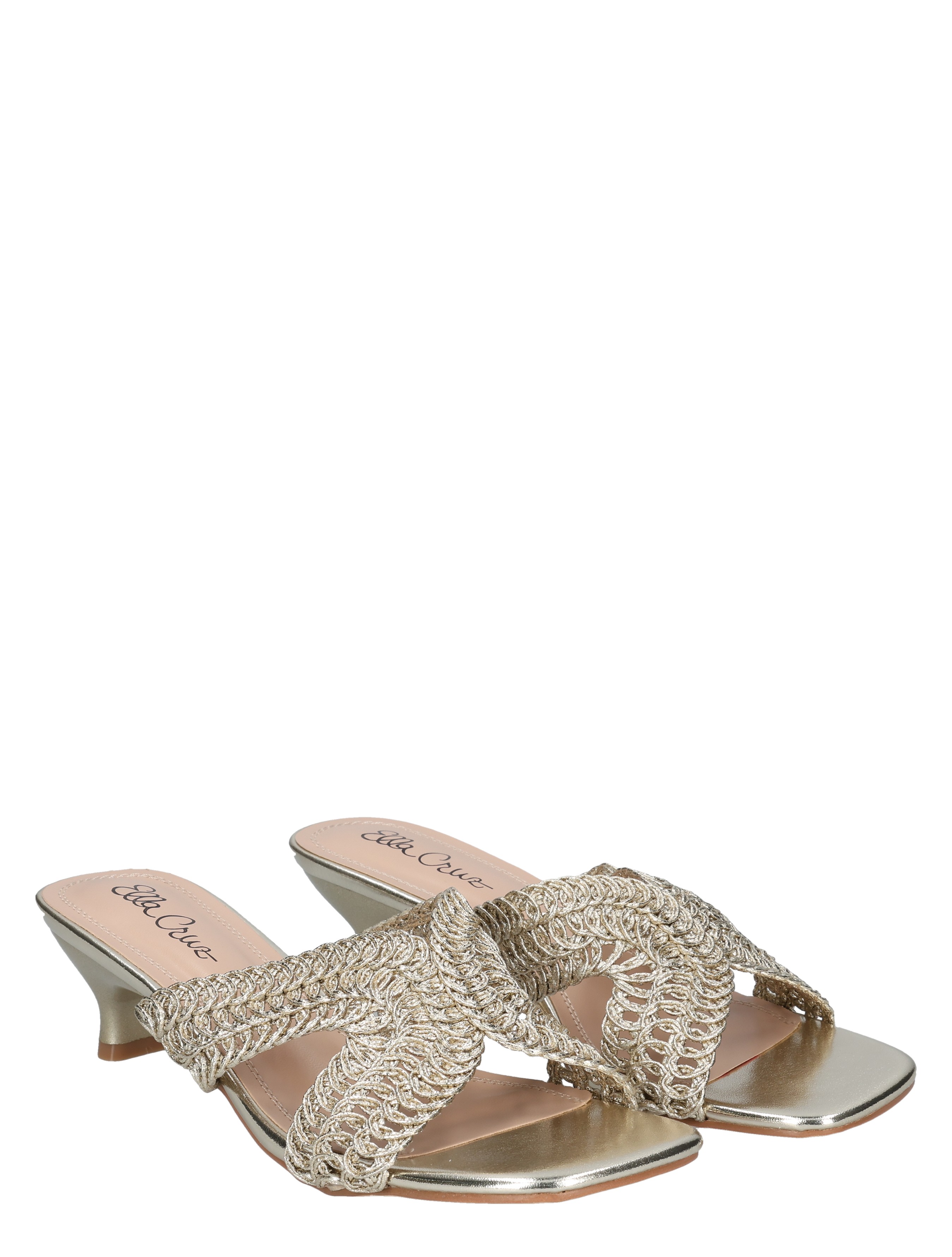 slingback, sandalen, sandalen met hak, goudkleurig, gebreide band