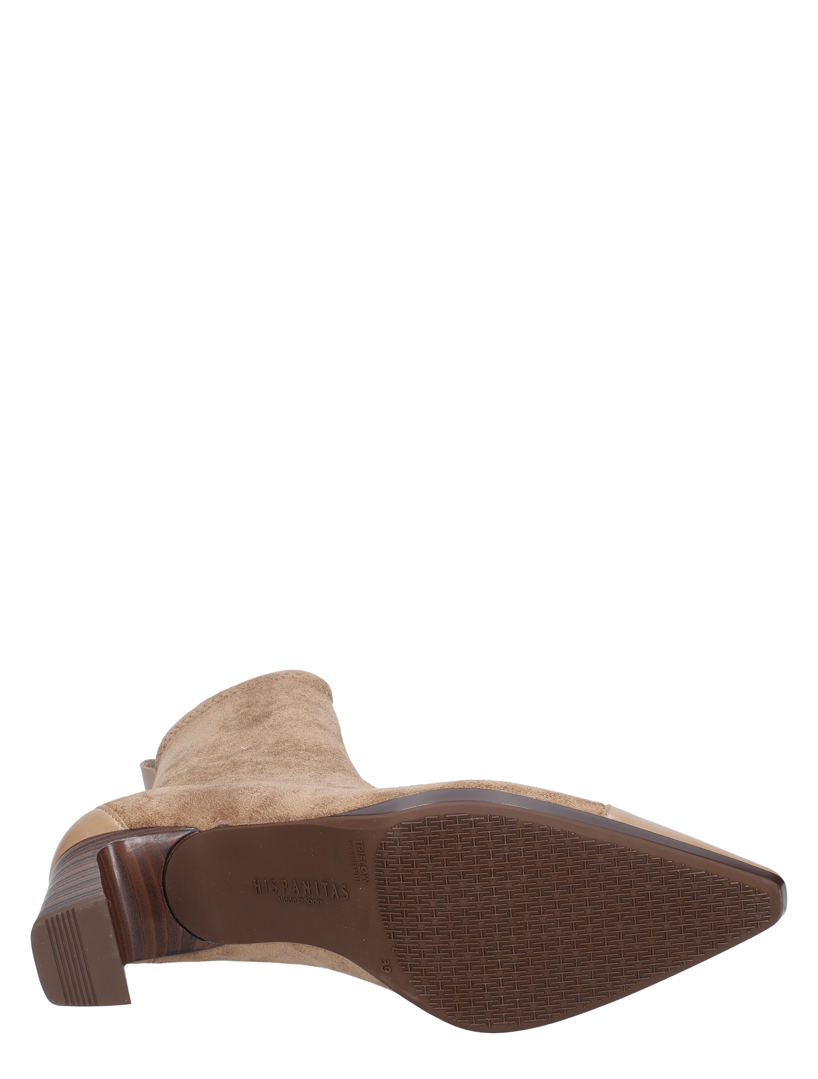 hiellaars, suede, taupe, zijkant, gevetering