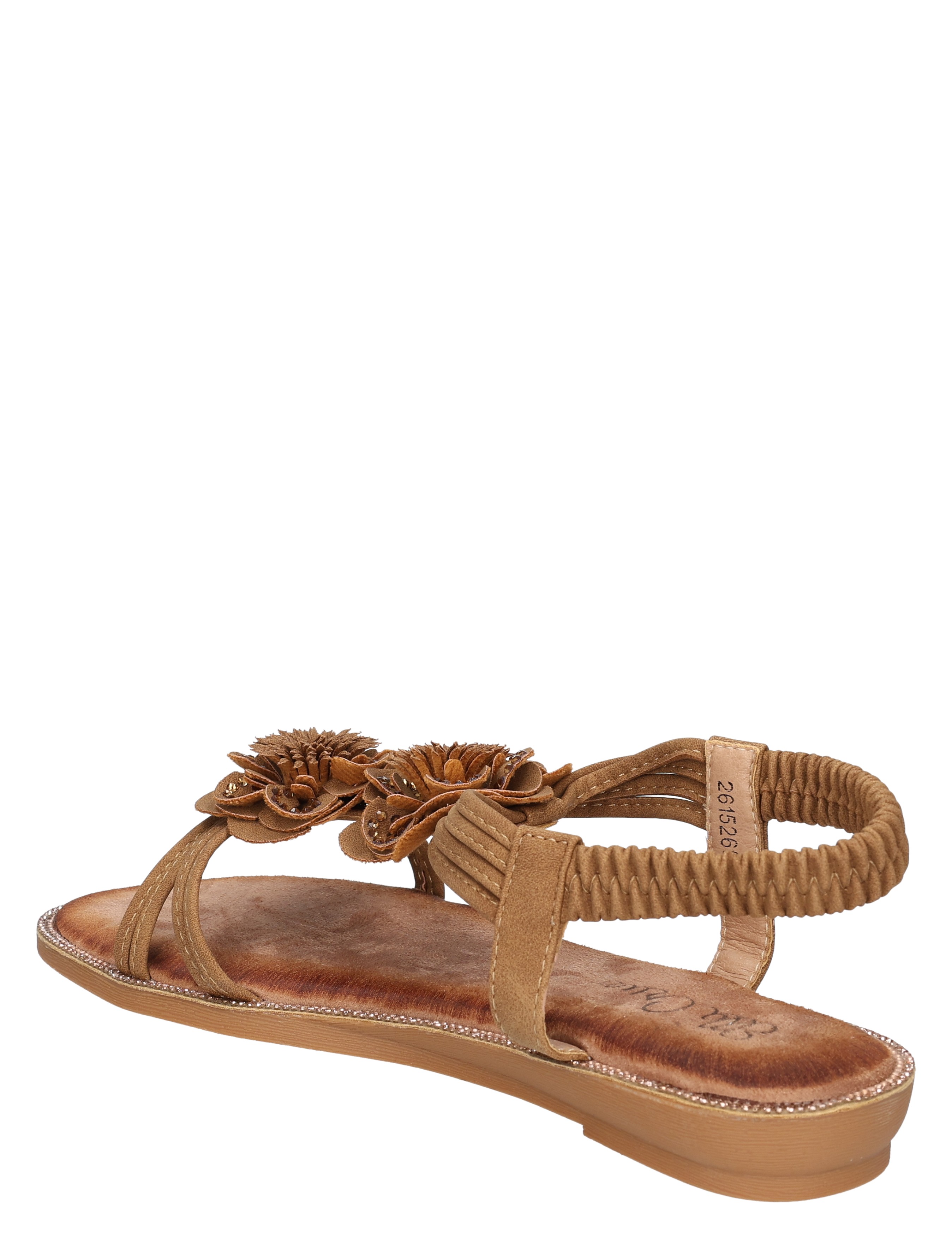 sandalen, sandalen met ornamenten, bruin, riemslip, florale dekors