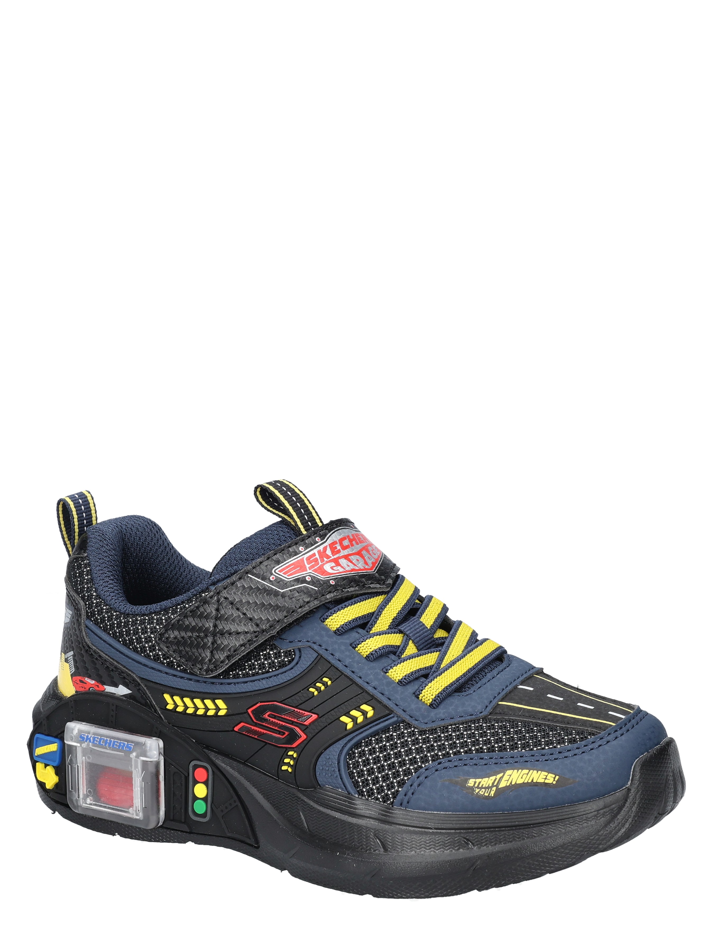 sneaker, kinderschoenen, sportieve schoen, blauw combinatie, gele accenten