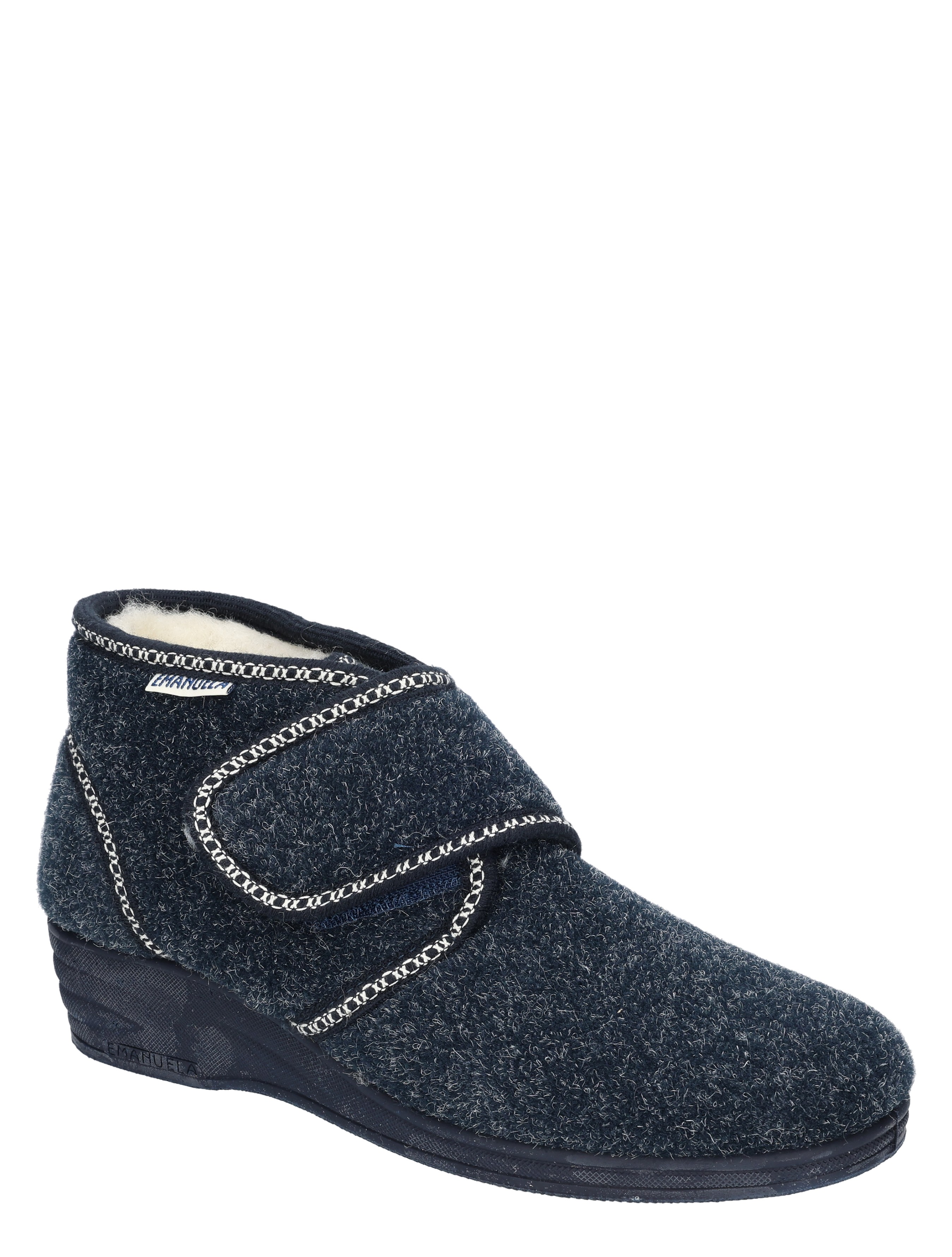 slipper, wol, middelhoog, marineblauw, instapslip