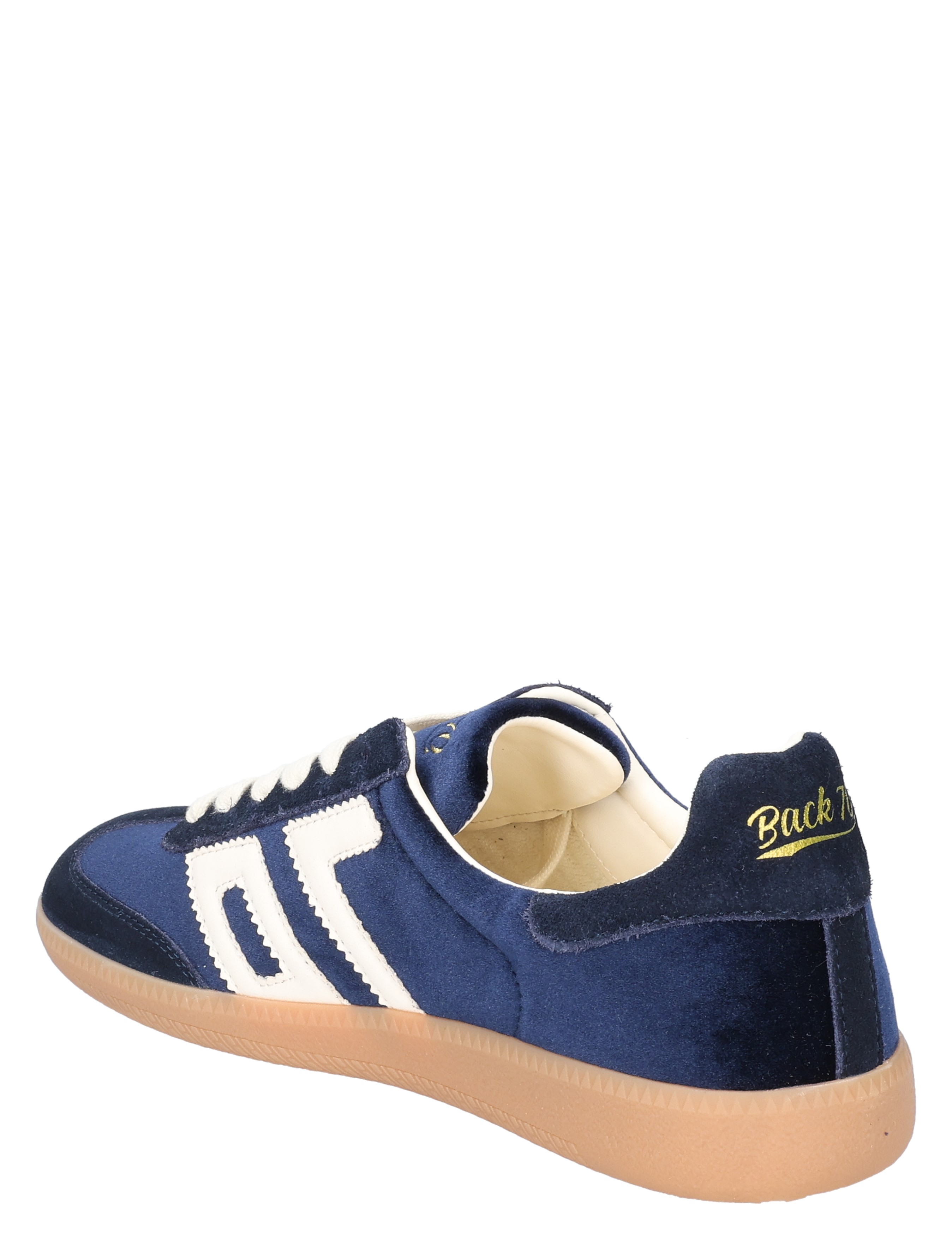 sneaker, blauw, velours, gumzool, Back label