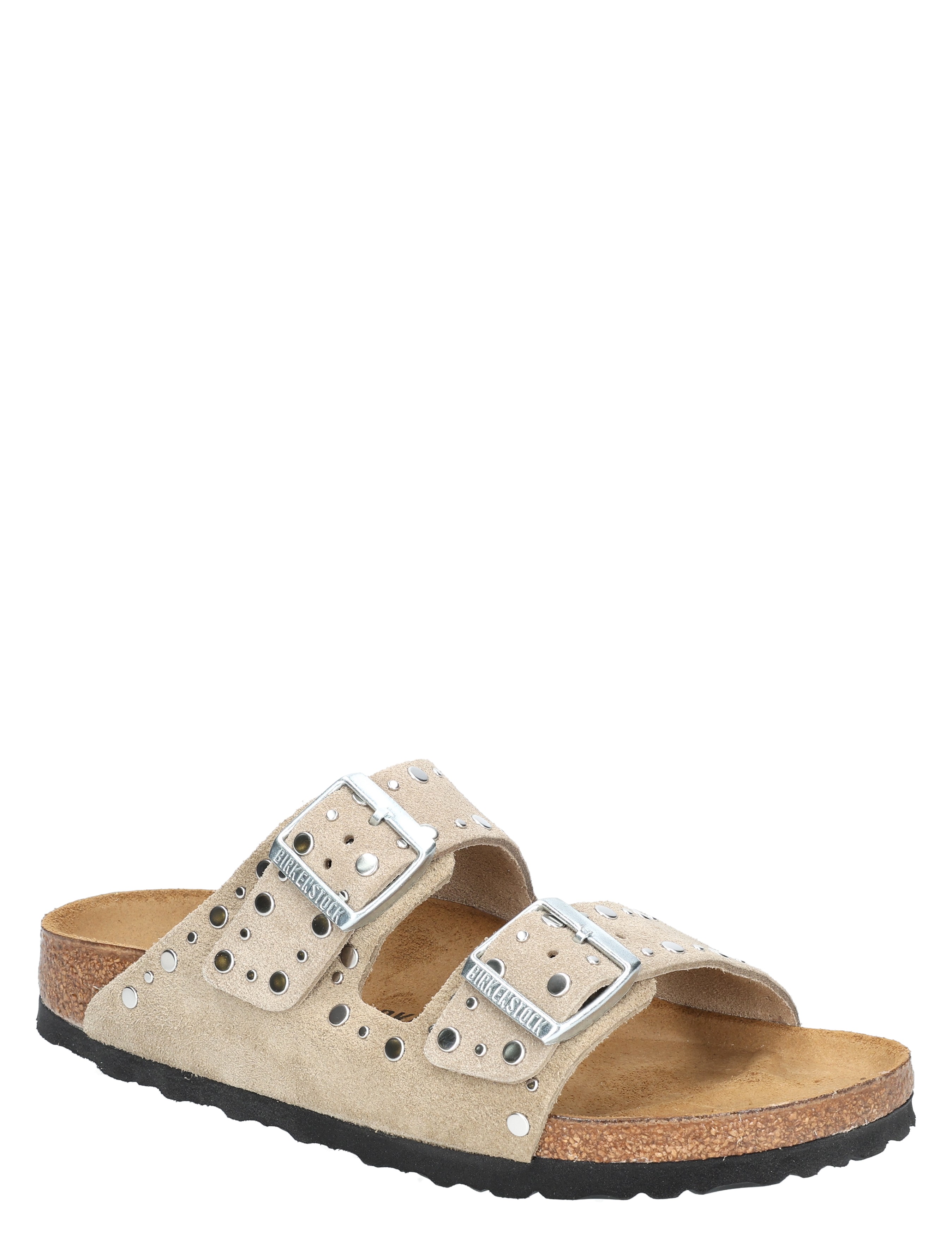 sandalen, dubbele gesp, leer, sleehals, gaatjespatroon