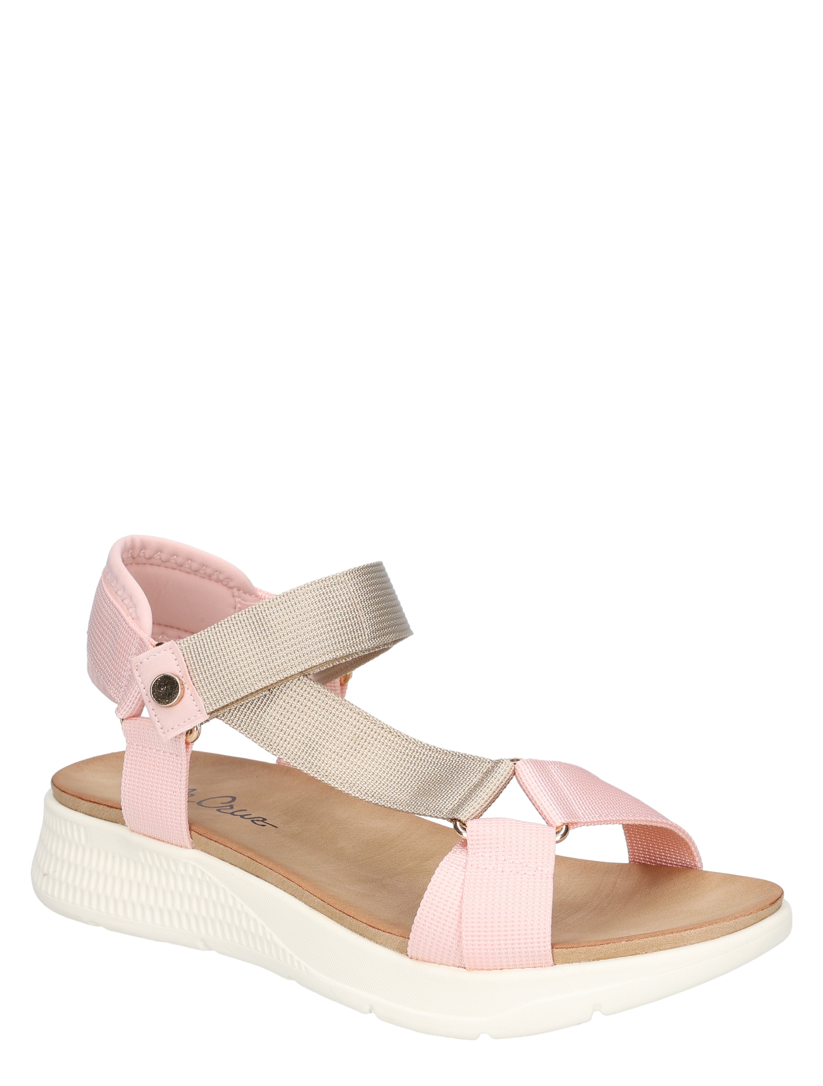 sandalen, sandalen met klittenband, roze, plooier, synthetisch materiaal