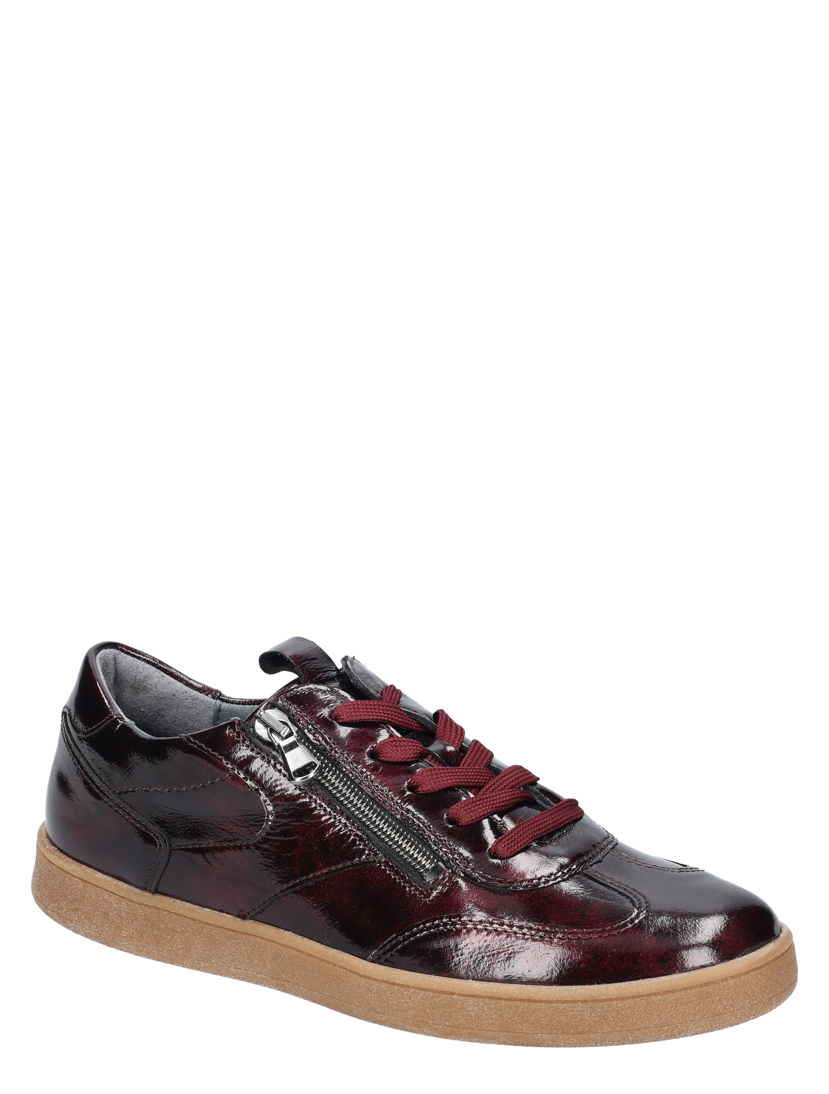 sneaker, patent leer, rood, zoolestring, ritsbanden