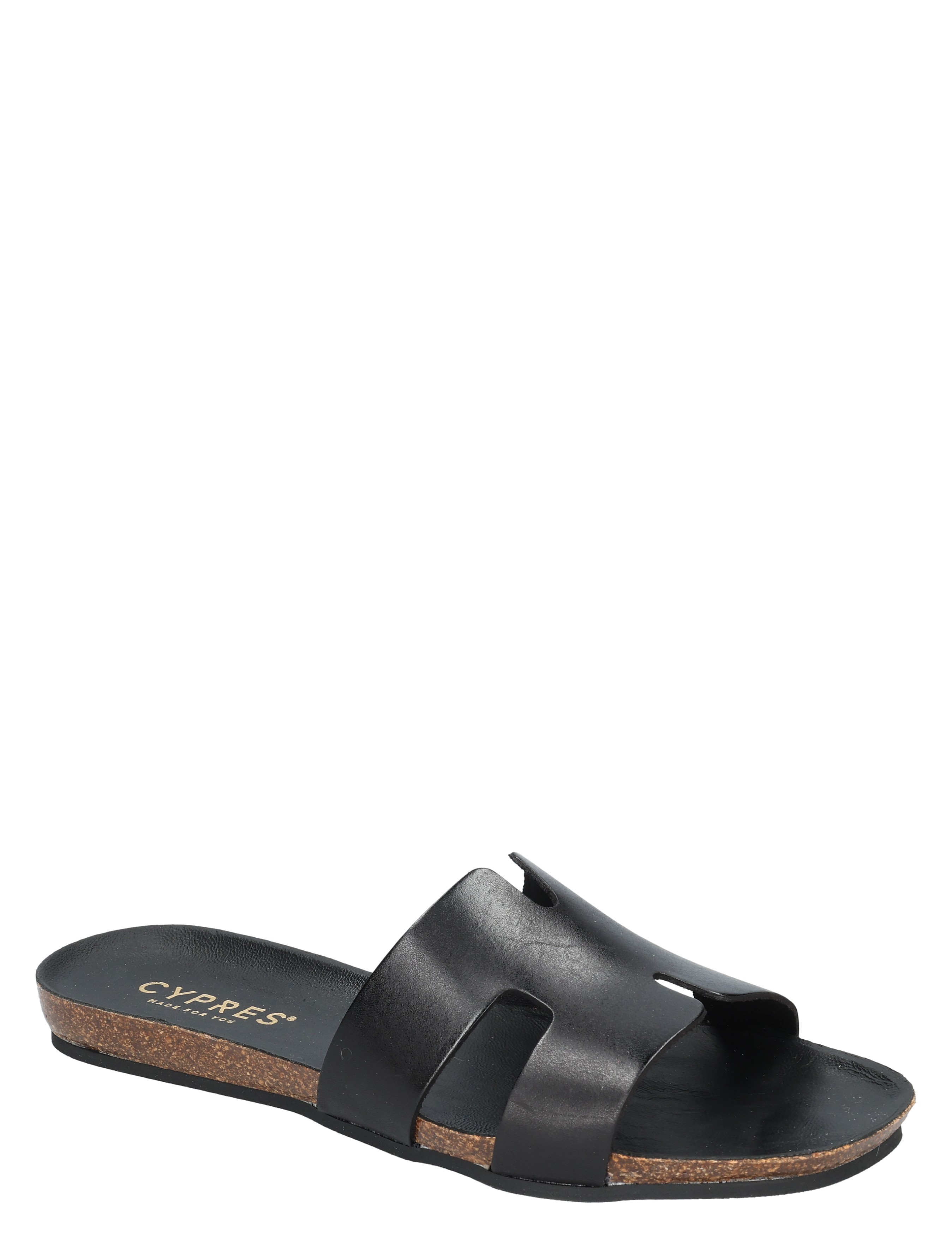 slipper, sandal, zwart, open teen, twee bandjes