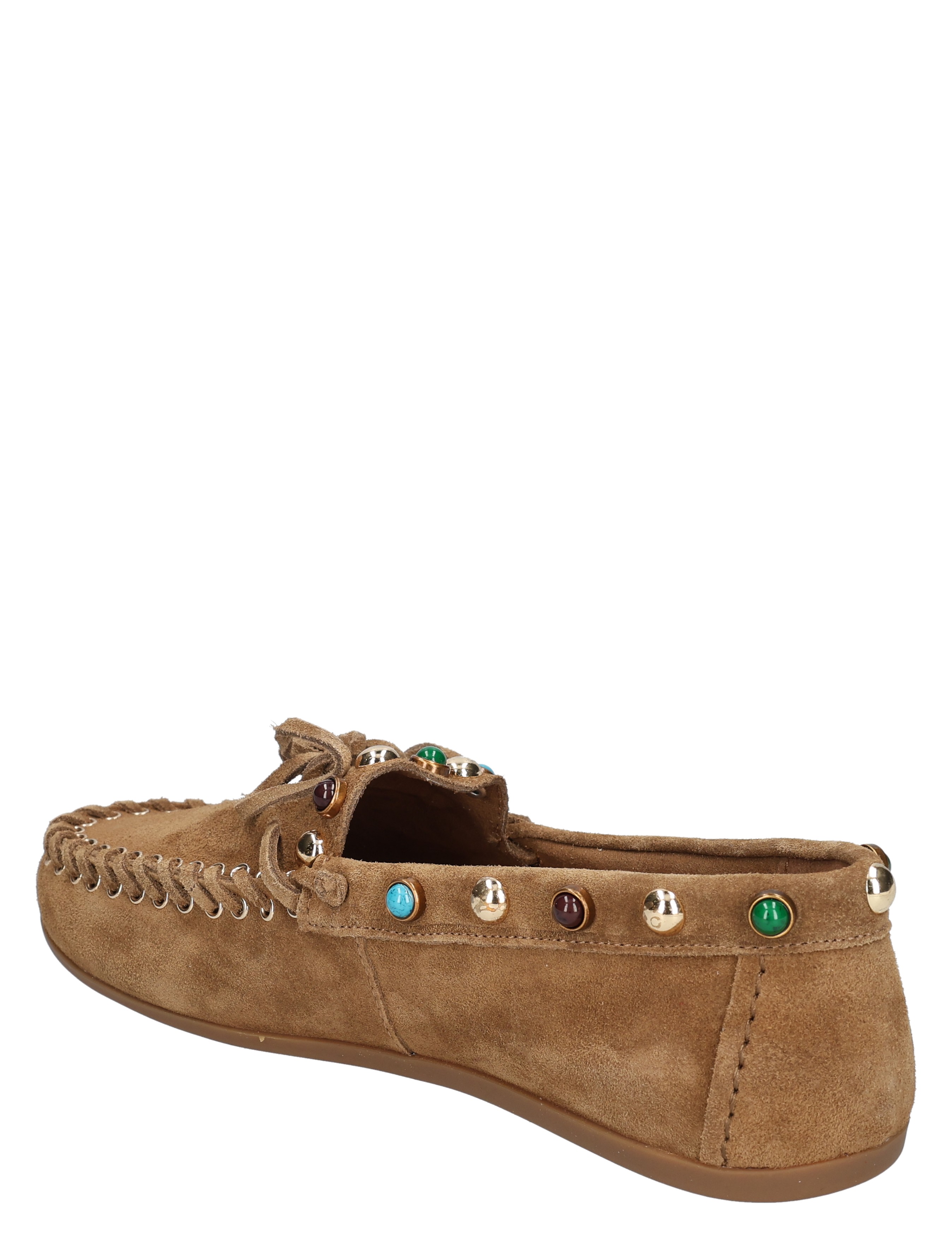 mocassin, suède, bruine, vlonders, decoratieve-stenen
