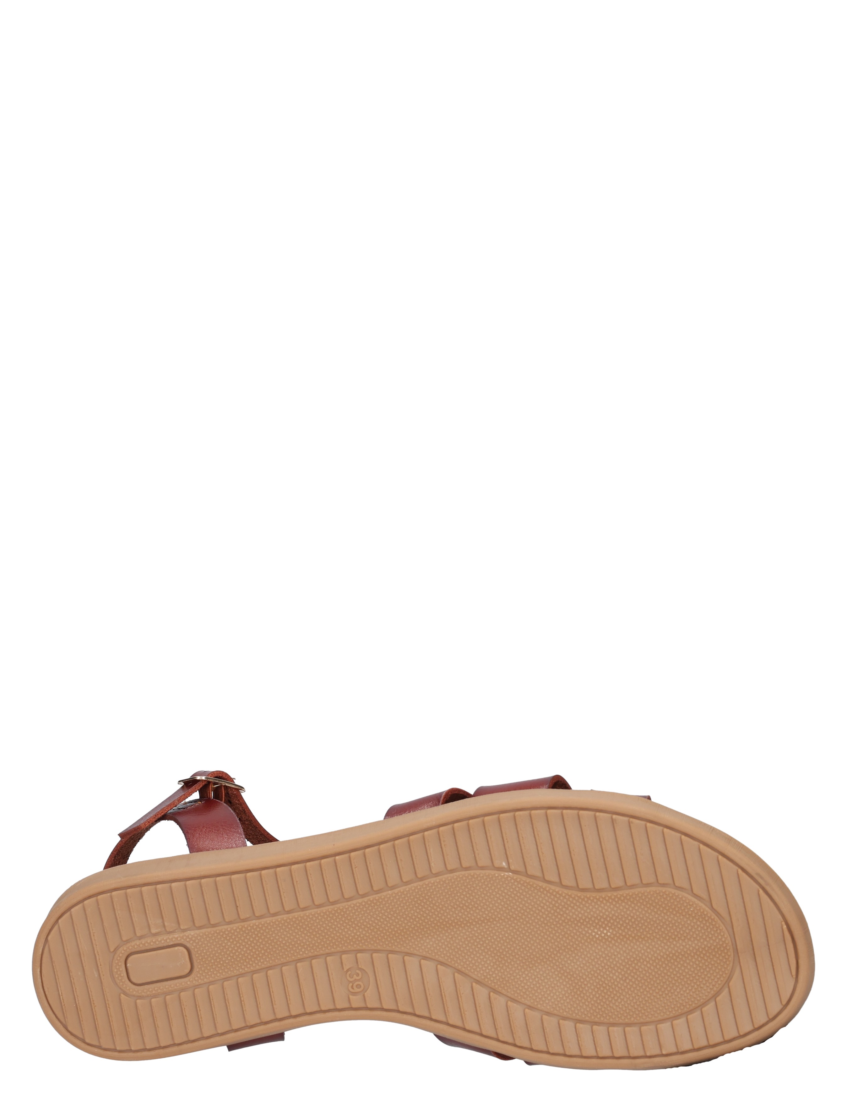 sandal, leer, bruin, rubberen zool, open teenbed