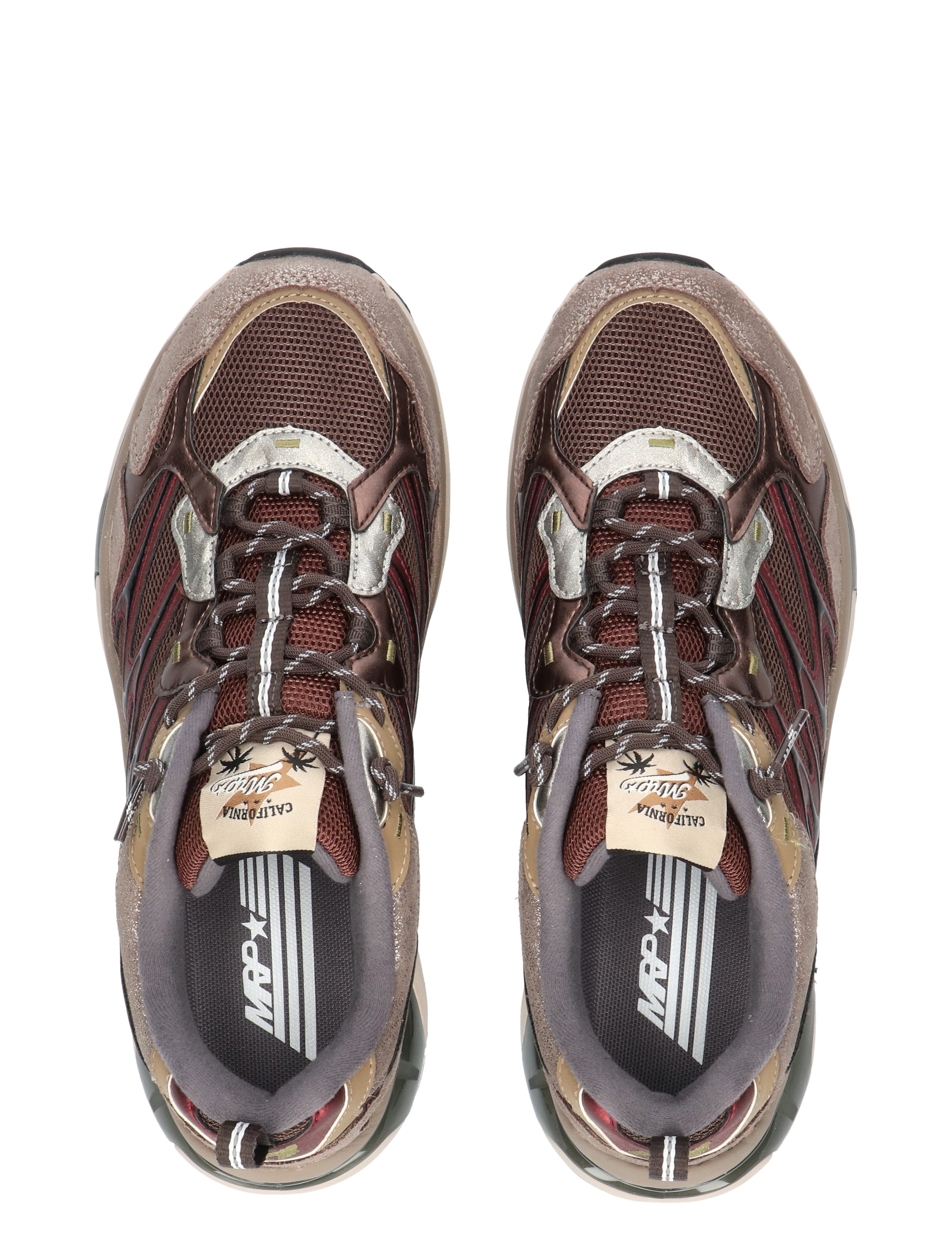 sneakers, sportschoenen, mesh, bruin, veters
