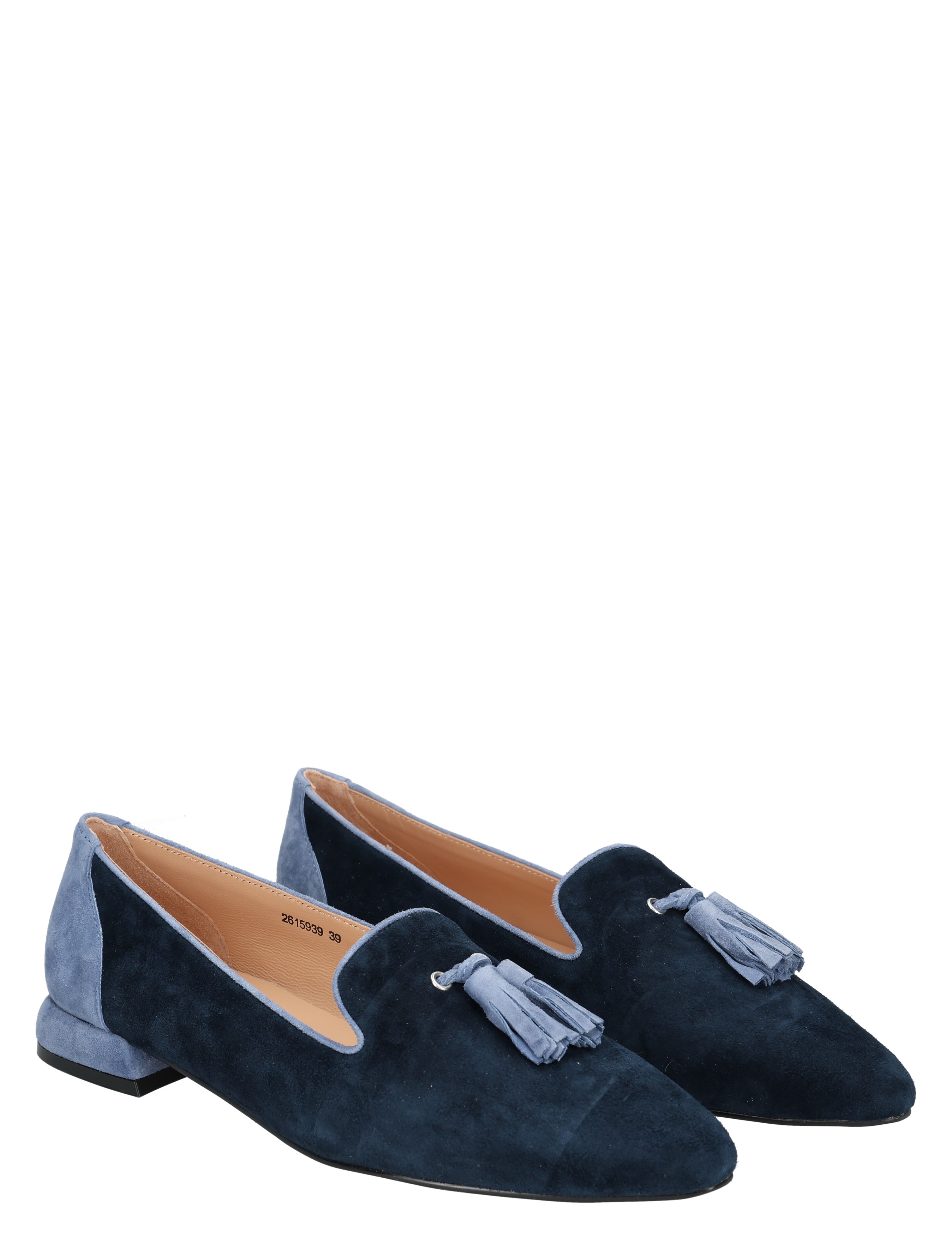 slippers, loafers, suede, tassel, donkerblauw