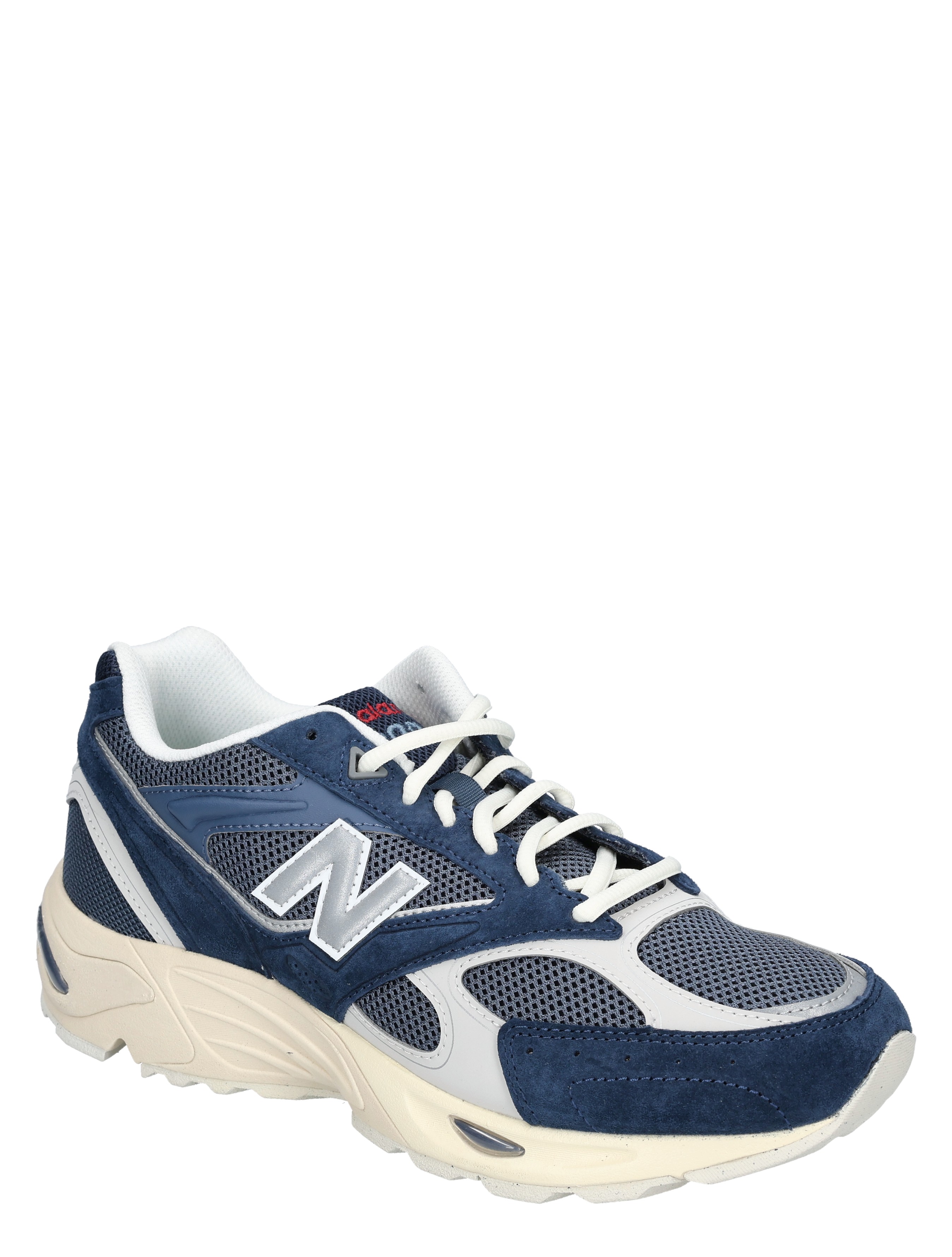 sneaker, marineblauw, mesh, wit, sportschoen