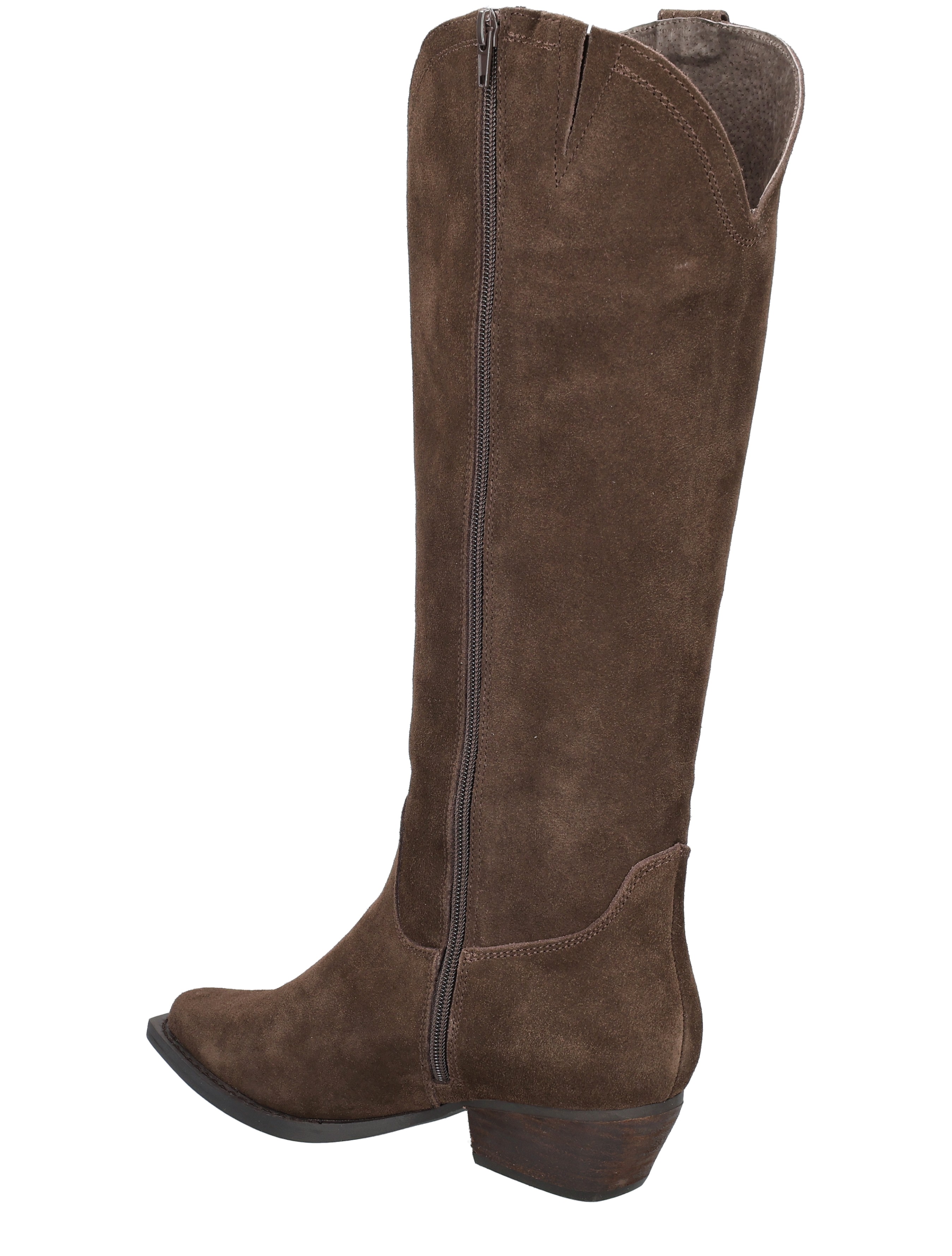 laarzen, knee-high, bruine suède, rits aan zij, platte hak