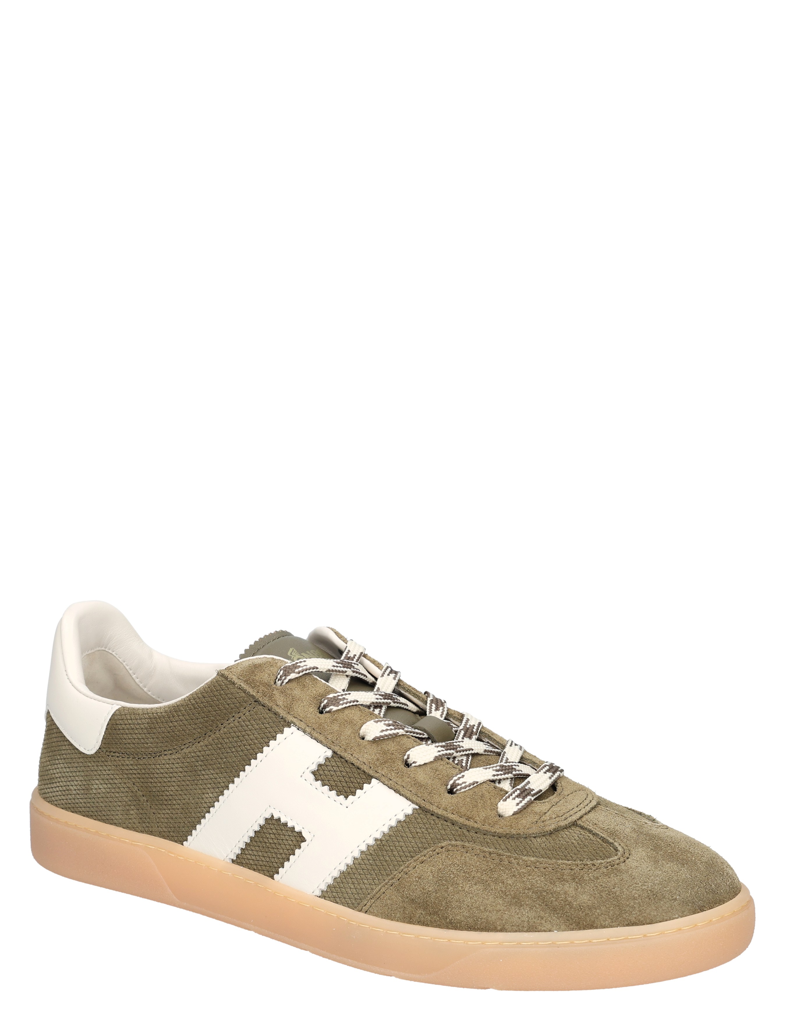 Sneaker, Olijfgroen, Suede, Leren rand, Witte H-logo