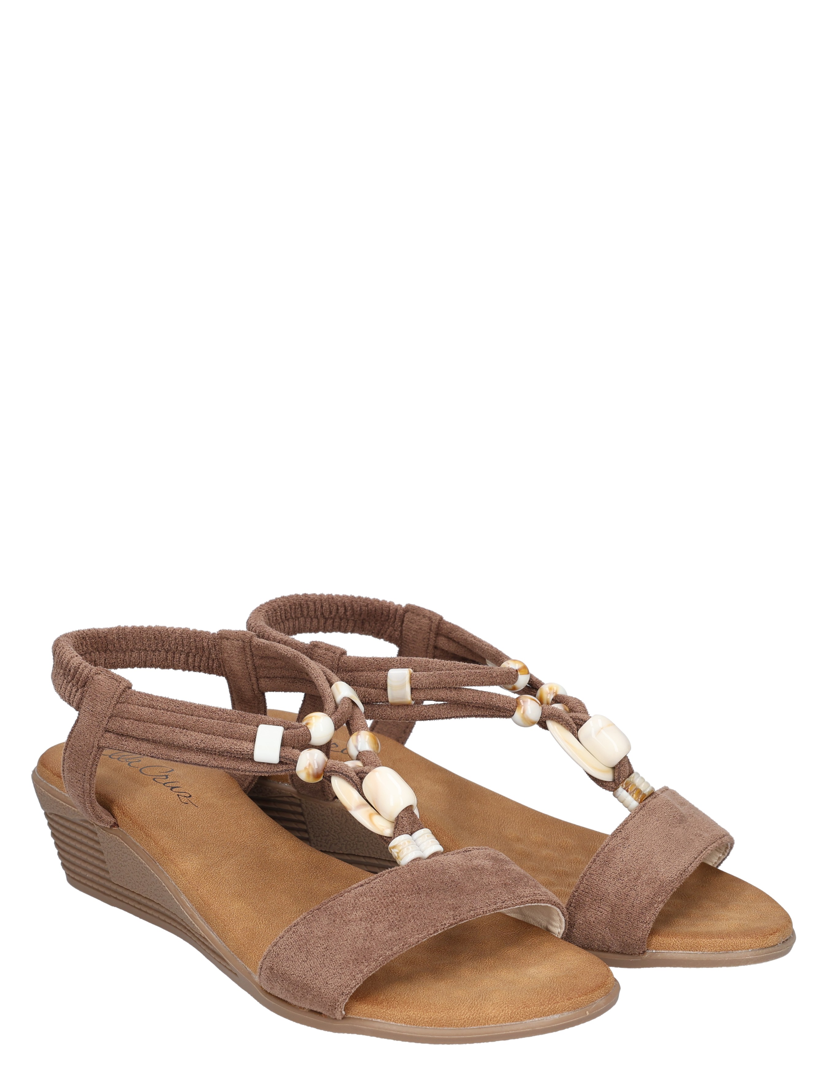 sandalen, wedge, taflels, riempeltjes, beige
