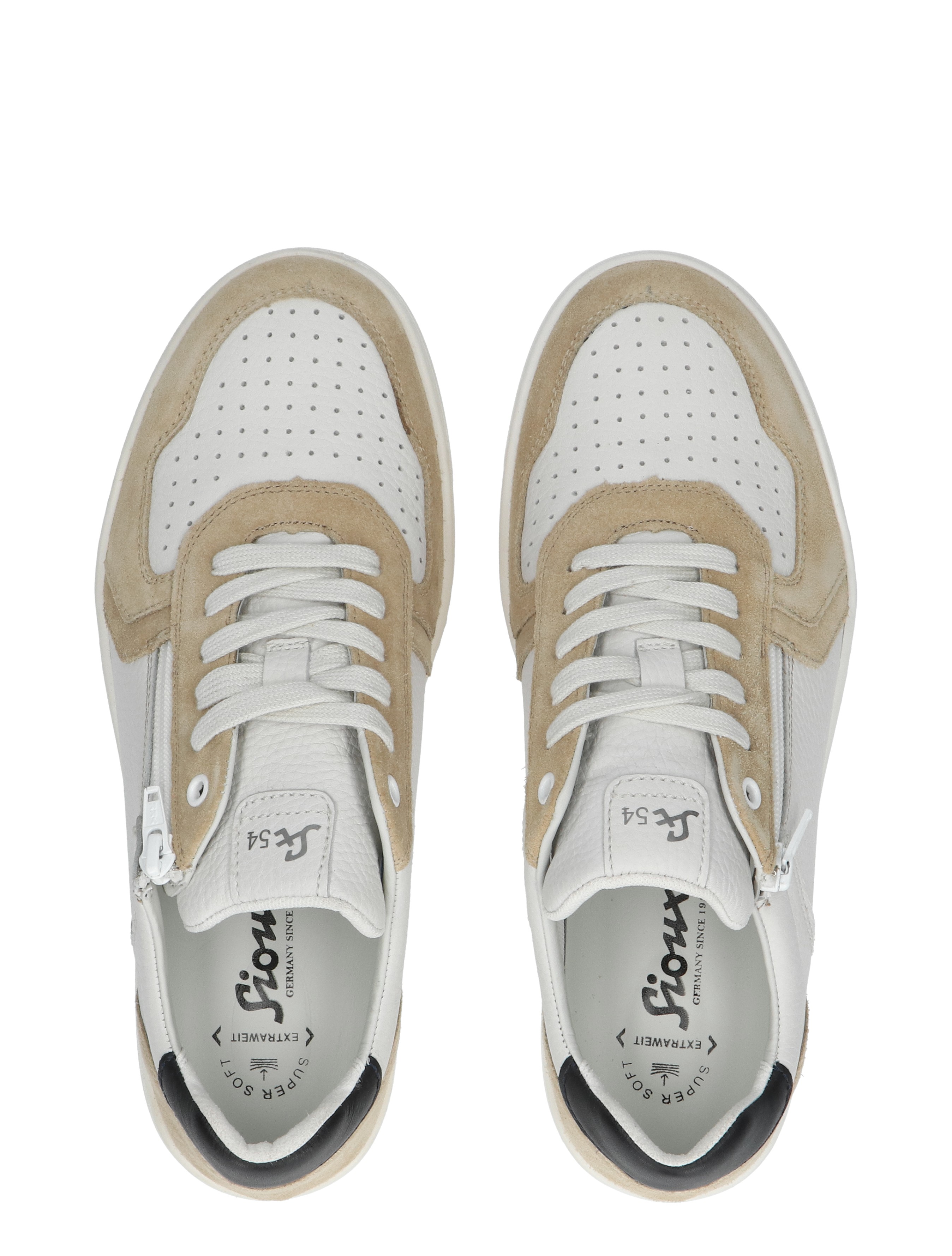 Sioux - Tertulio 12212 Beige White H-Wijdte - Heren - Veterschoenen - Casual Veterschoenen - 47451_78_7