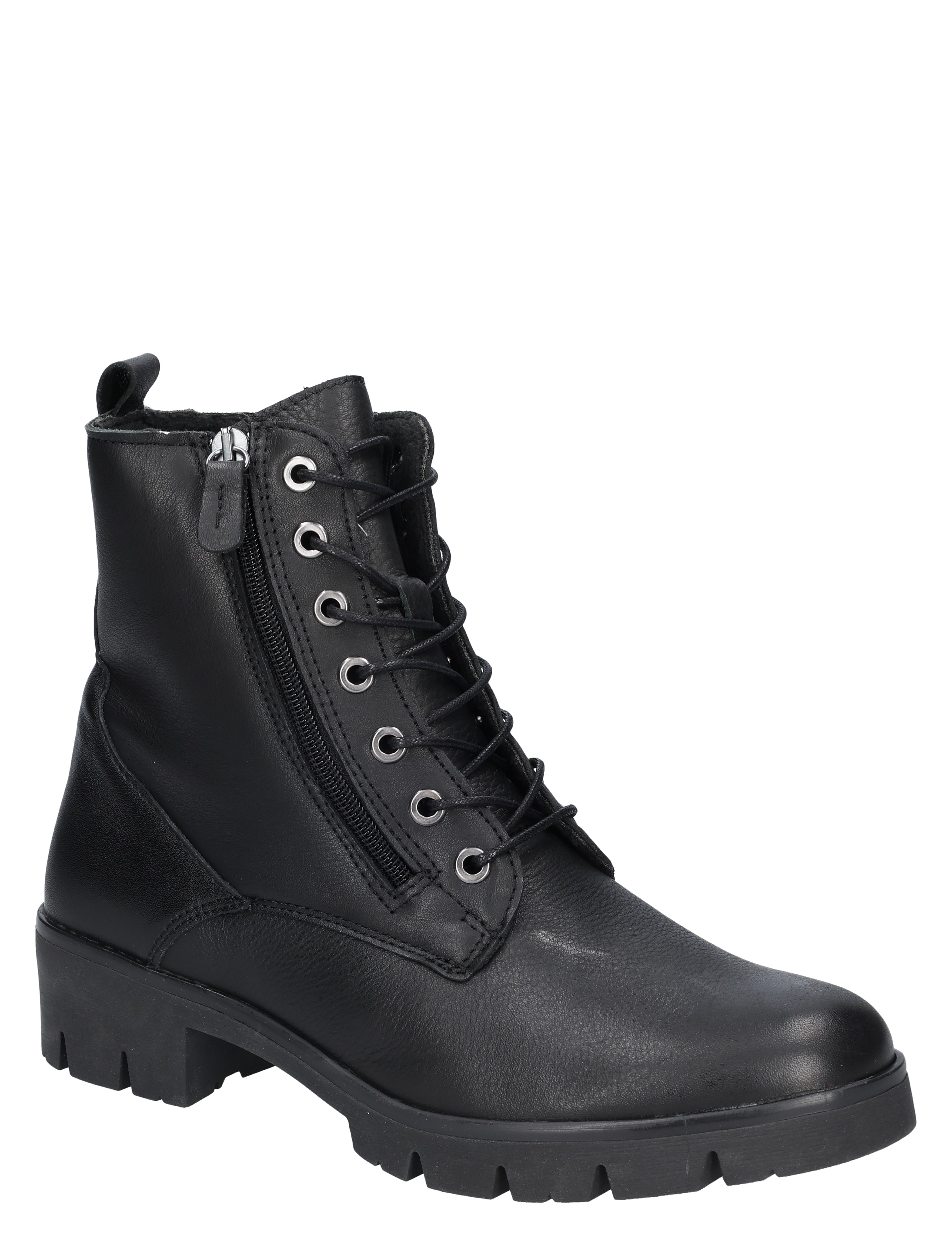 boot, ankle boot, zwart, veters, rits