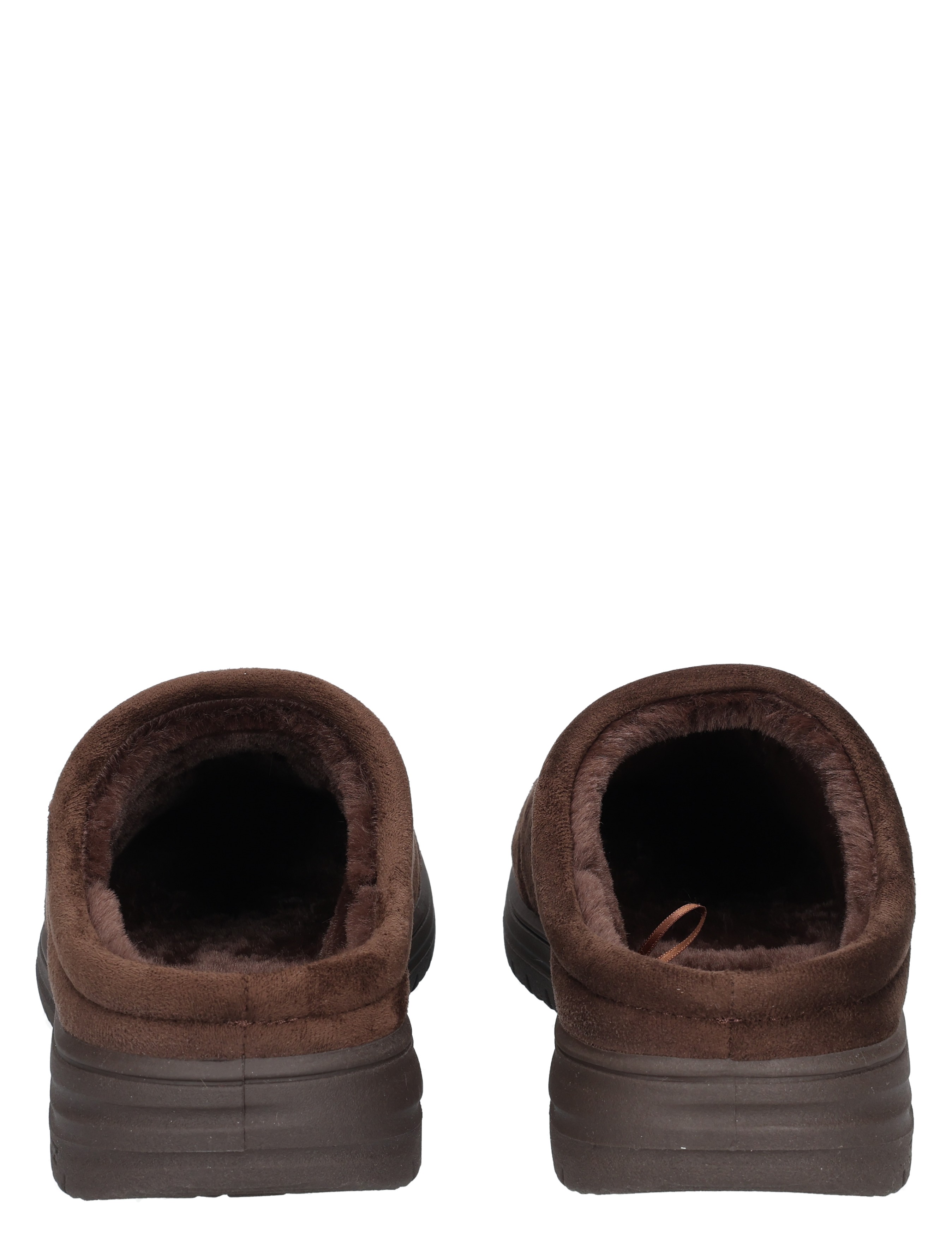 slippers, brown, open-back, fuzzy, slip-on