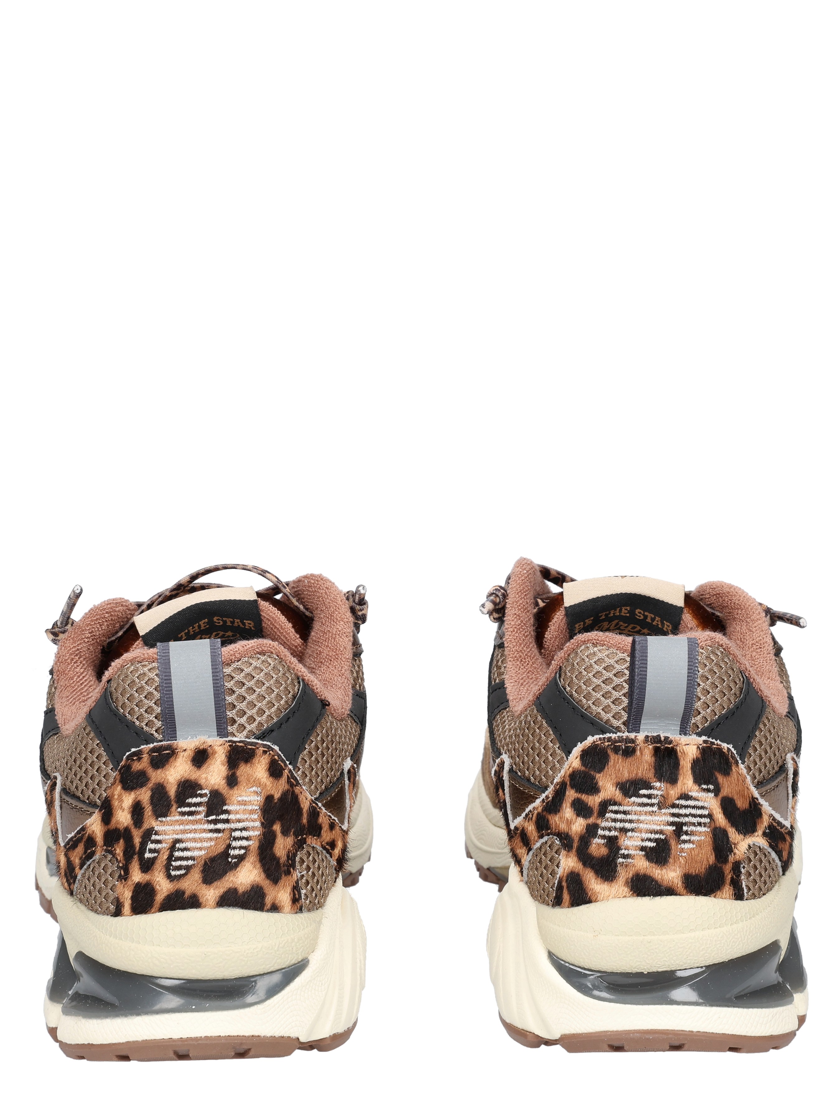 sneakers, patroon luipaard, mesh, hiel met structuur, chunky zool