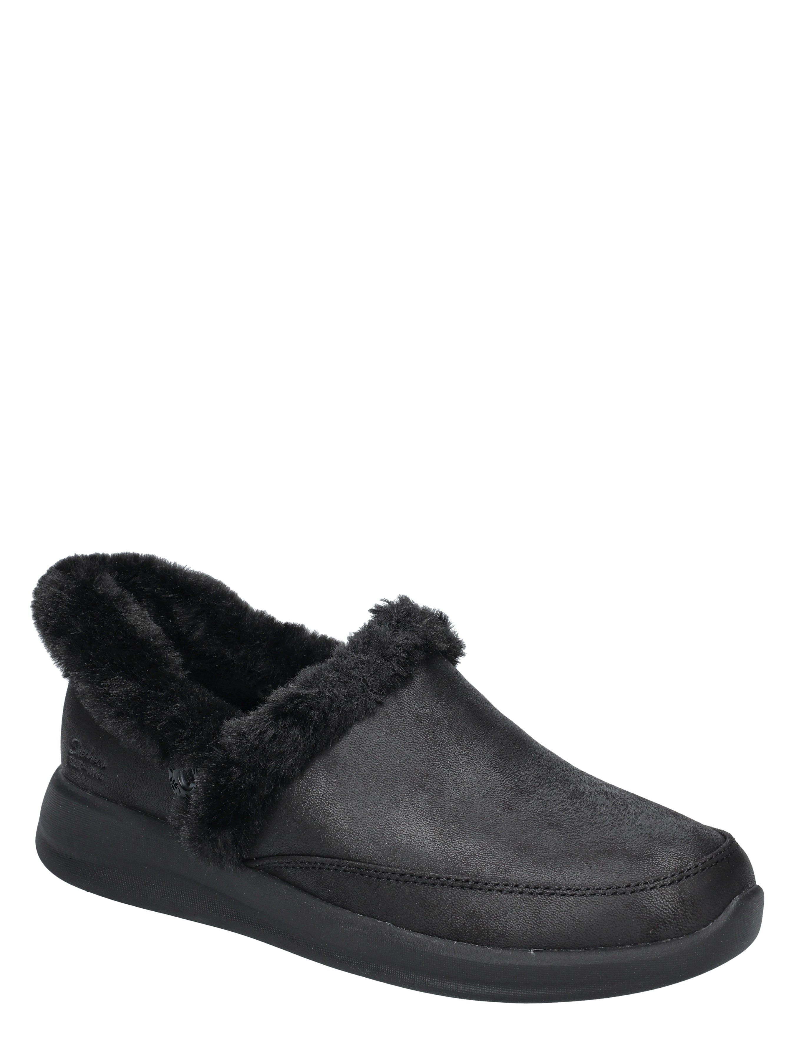 slipper, mocassin, zacht, fleece, zwart