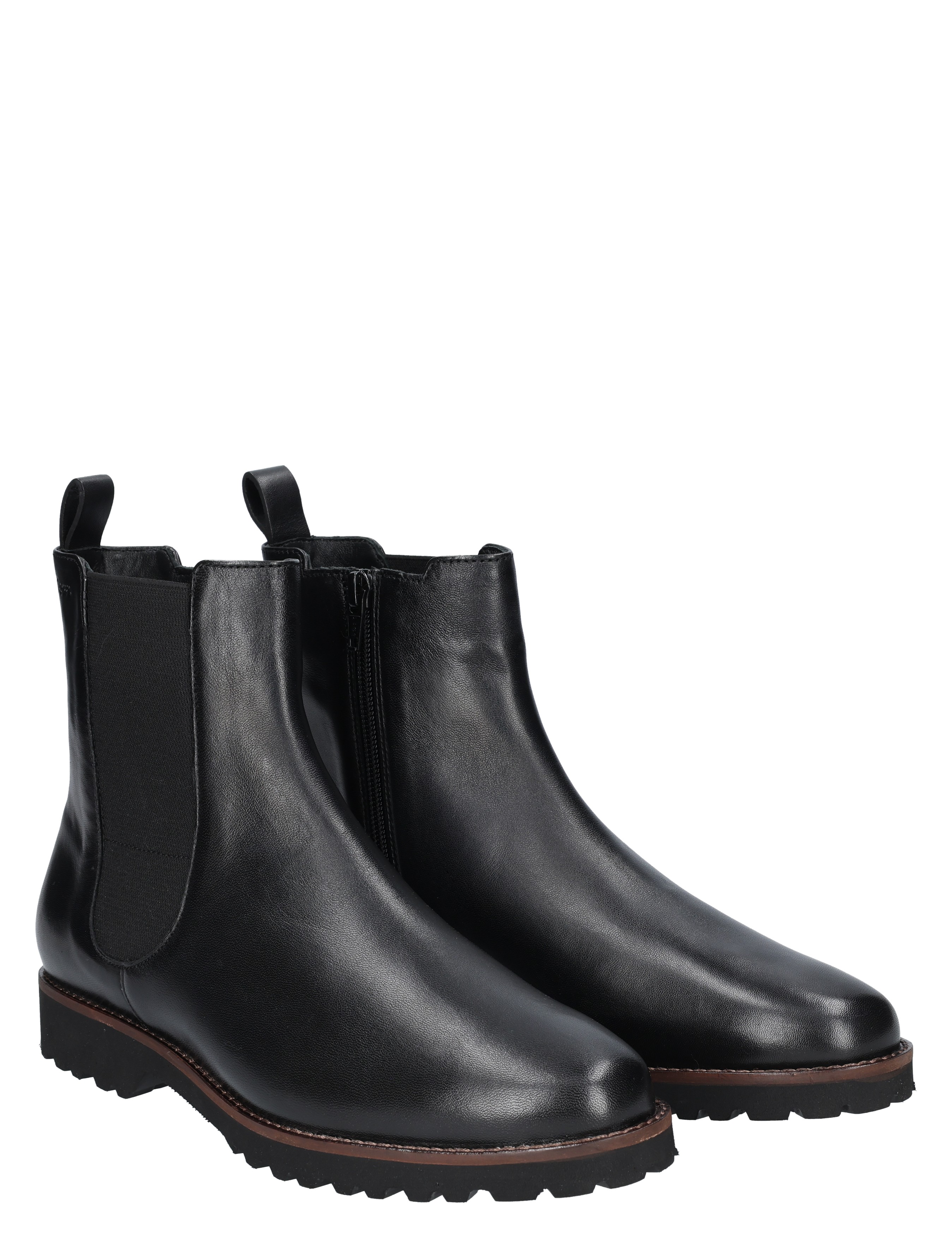 boot, chelsea boot, zwart, leer, elastisch zijpaneel