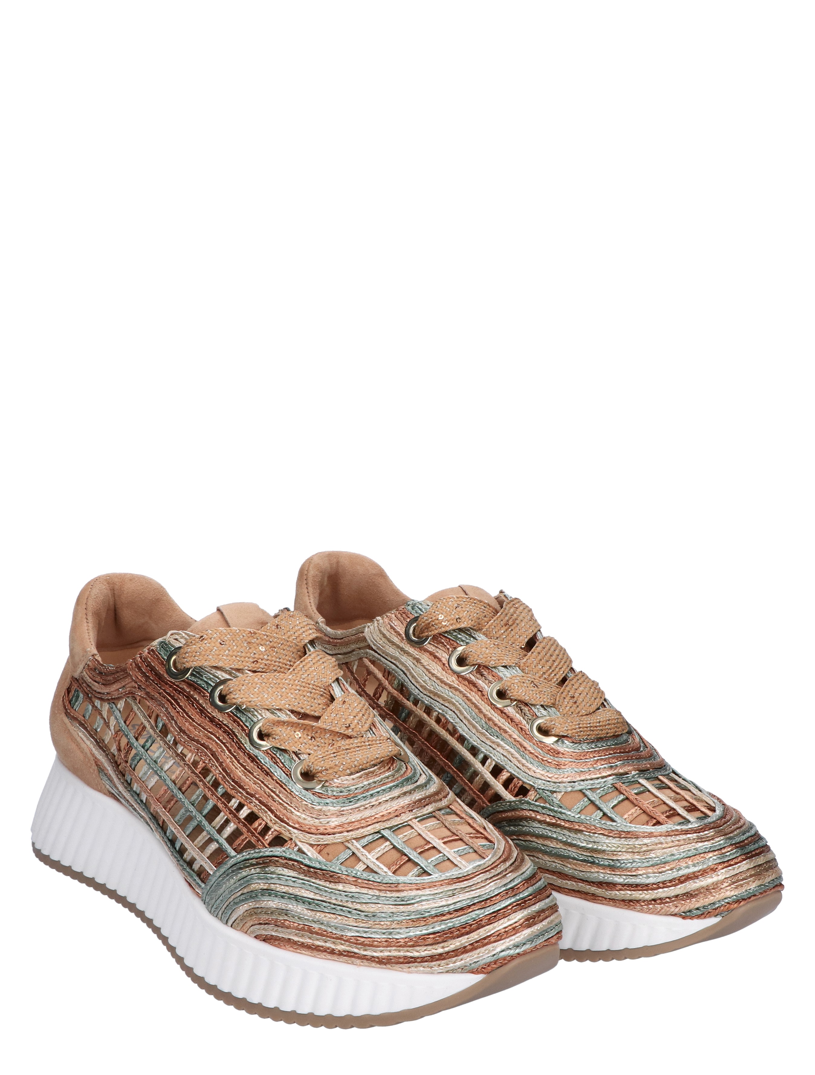 Softwaves - 8.95.01 016 Rafia Multi Noisette - Dames - Veterschoenen - Casual Veterschoenen - 47456_76_5