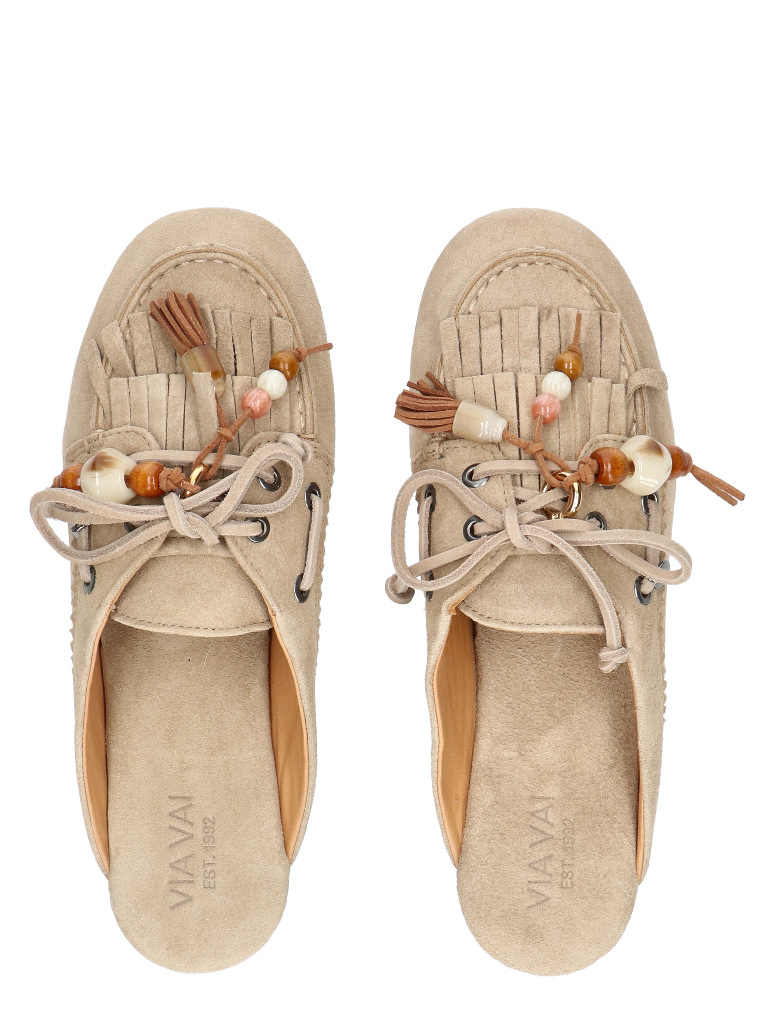 slipper, mocassin, beige, suede, fringe