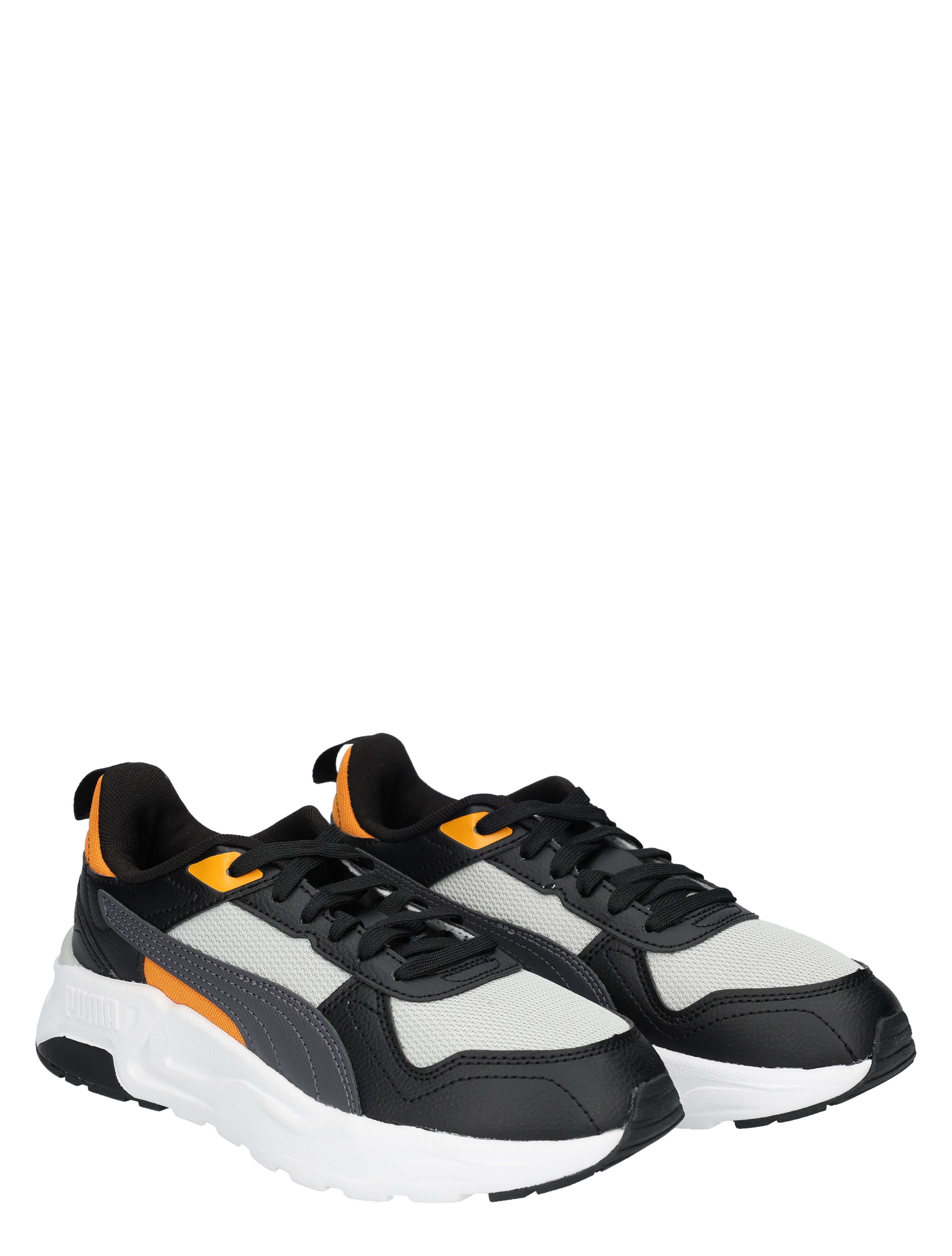 sneakers, sportschoenen, donkergrijs, wit, oranje accenten