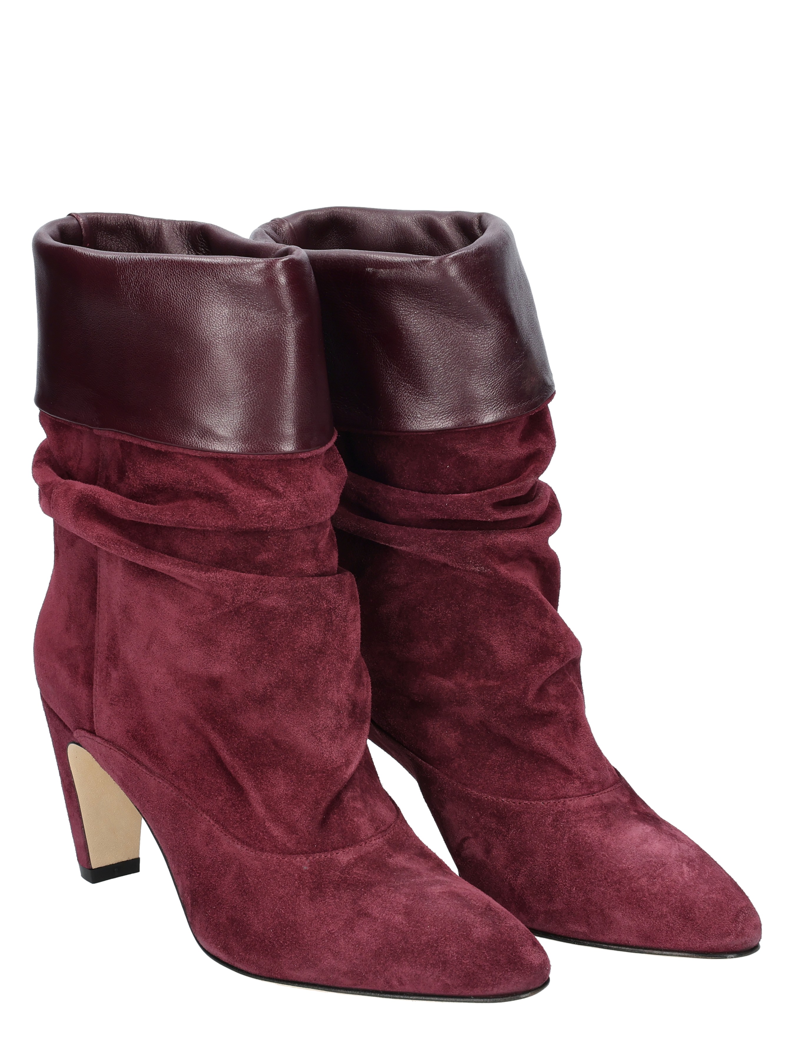 laarzen, ankleboot, suede, burgundy, hogehogeheel