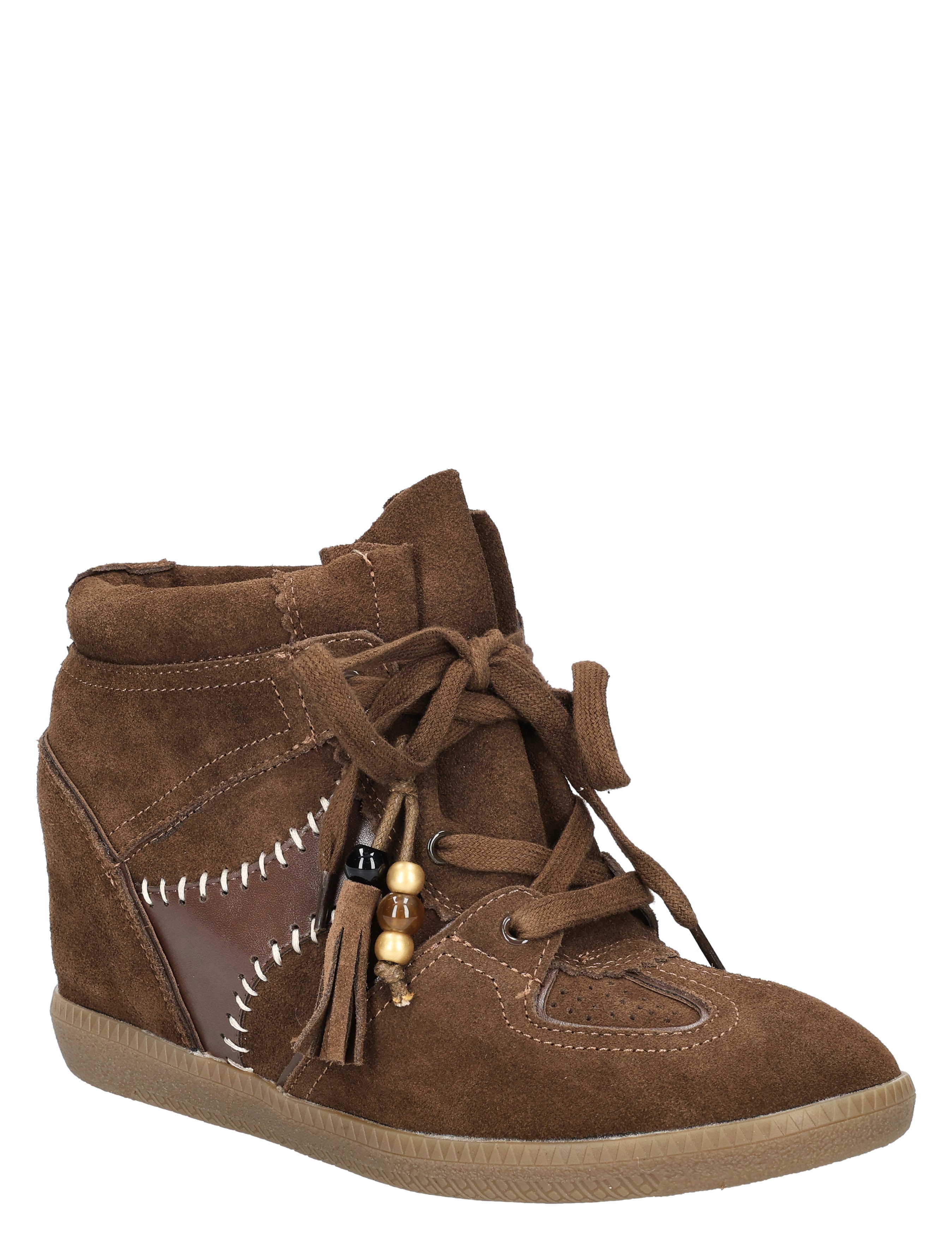 laarzen, bruine kleur, suede, veters, decoratieve kralen