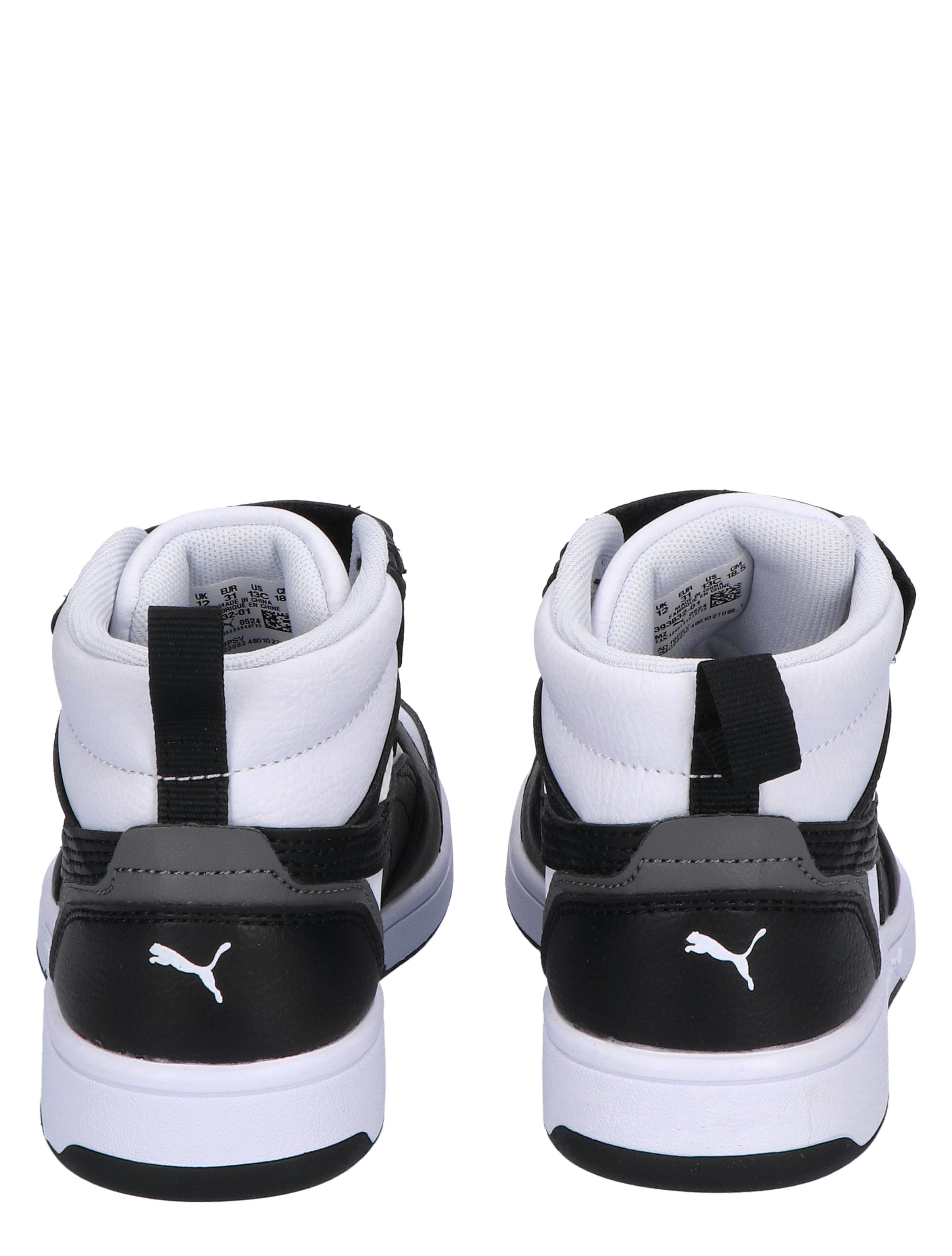 Puma - Rebound V6 Mid Basket Velcro White Black Grey - Meisjes - Jongens - Sneakers - Sneakers - Hoge Sneakers - Hoge Sneakers - 44970_81_6