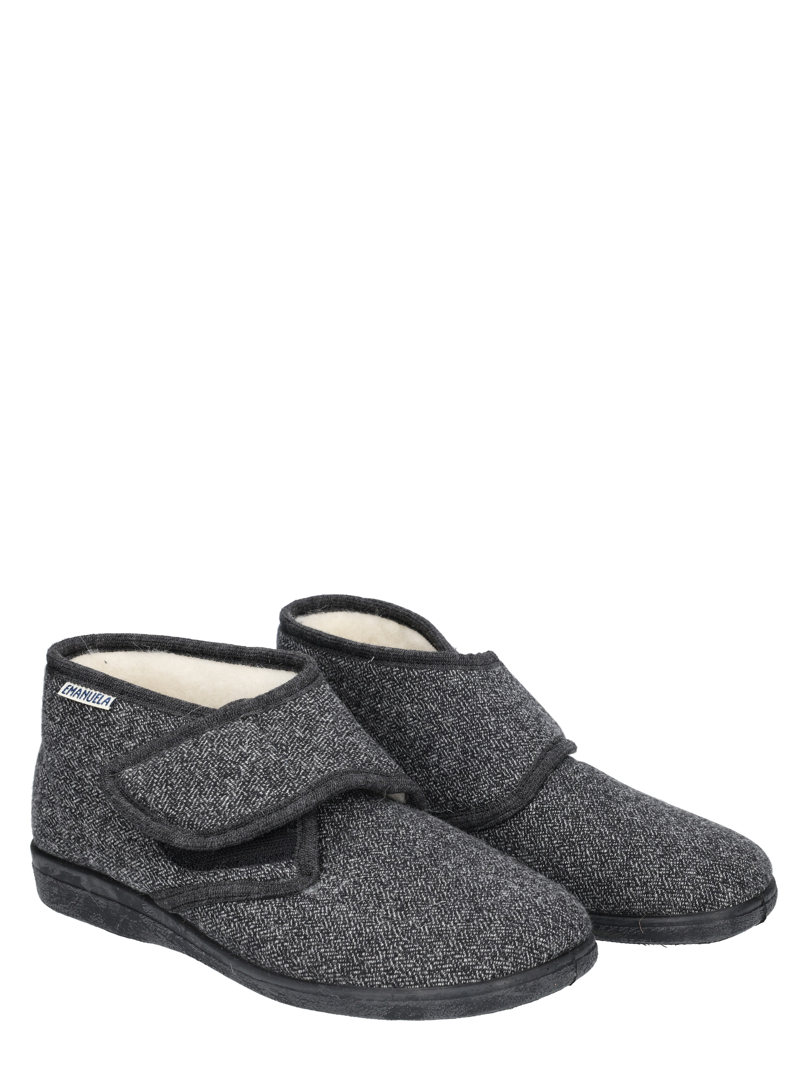 sloffen, huis slippers, slip-ons, fleece voering, grijs gemêleerd