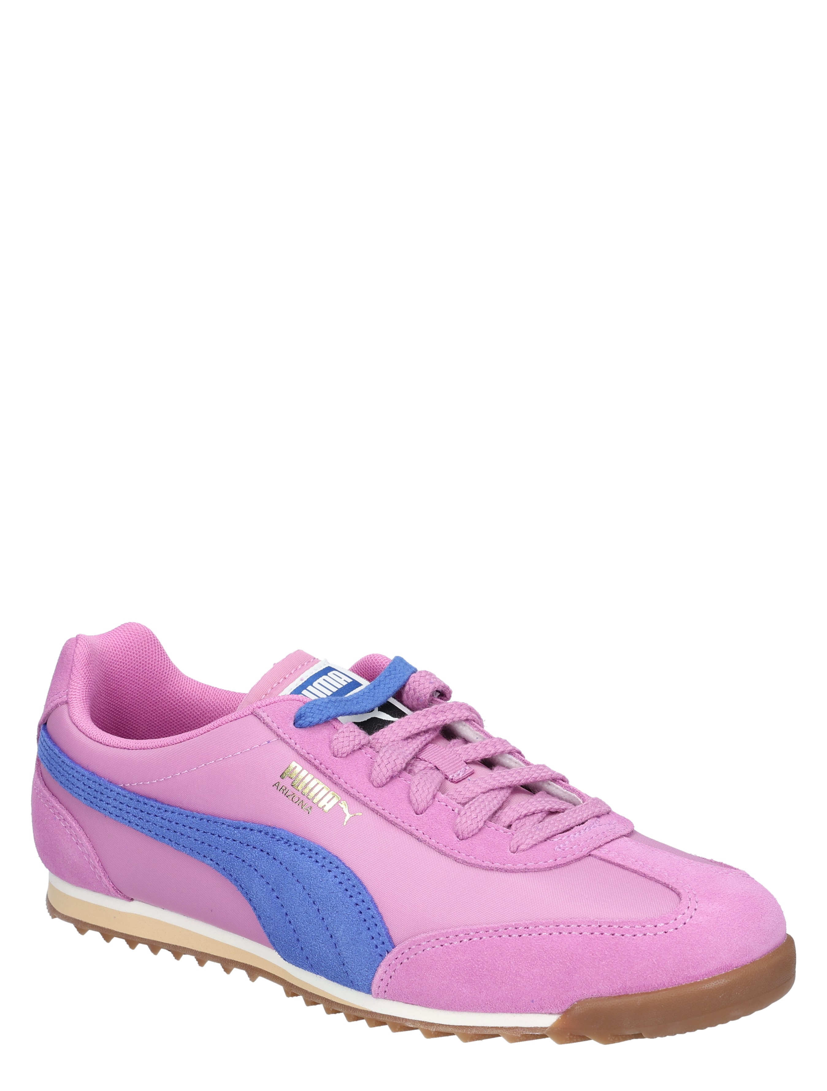 sneaker, roze, blauwe band, rubberen zool, laag model