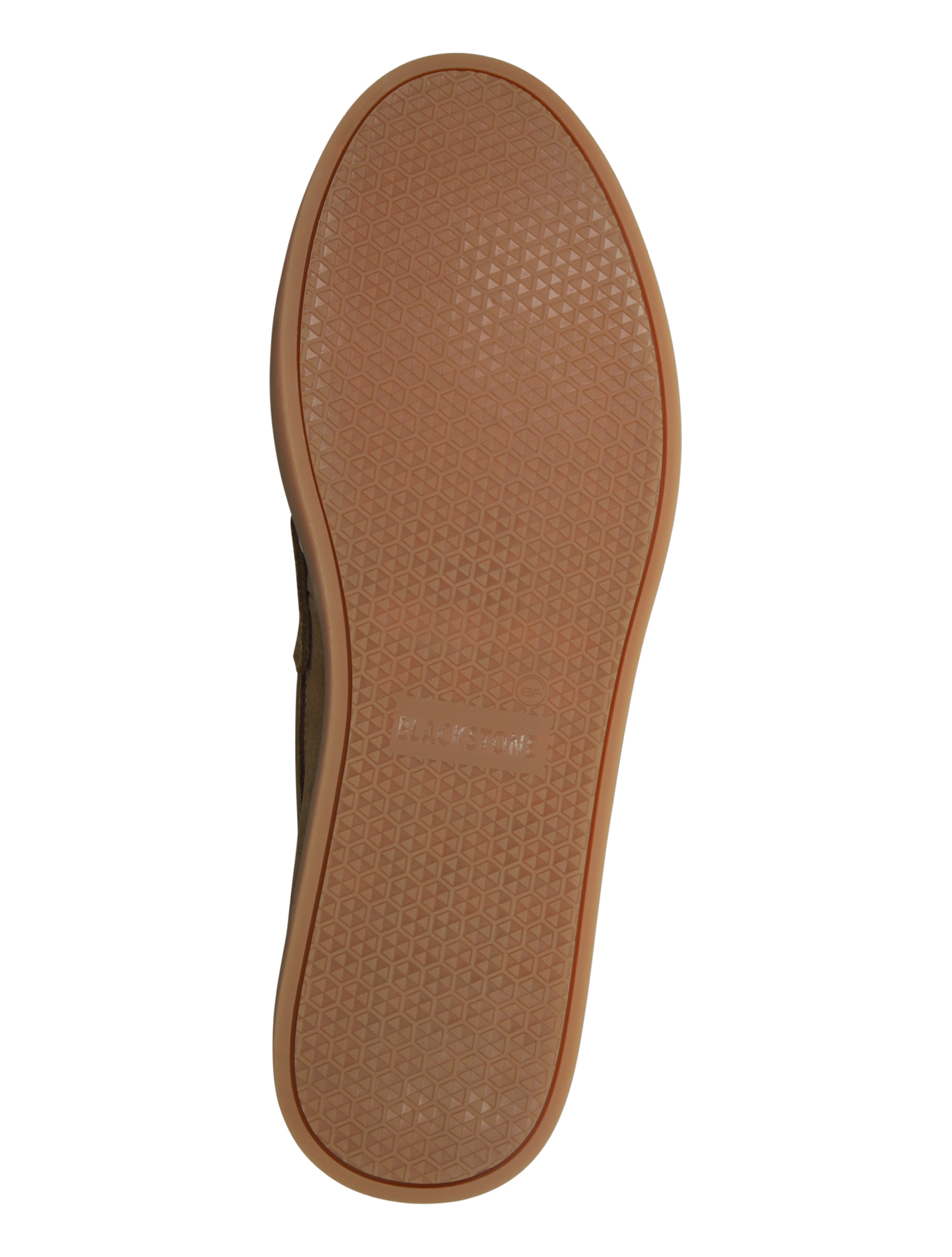sandal, slip-on, rubber sole, tan, patterned sole
