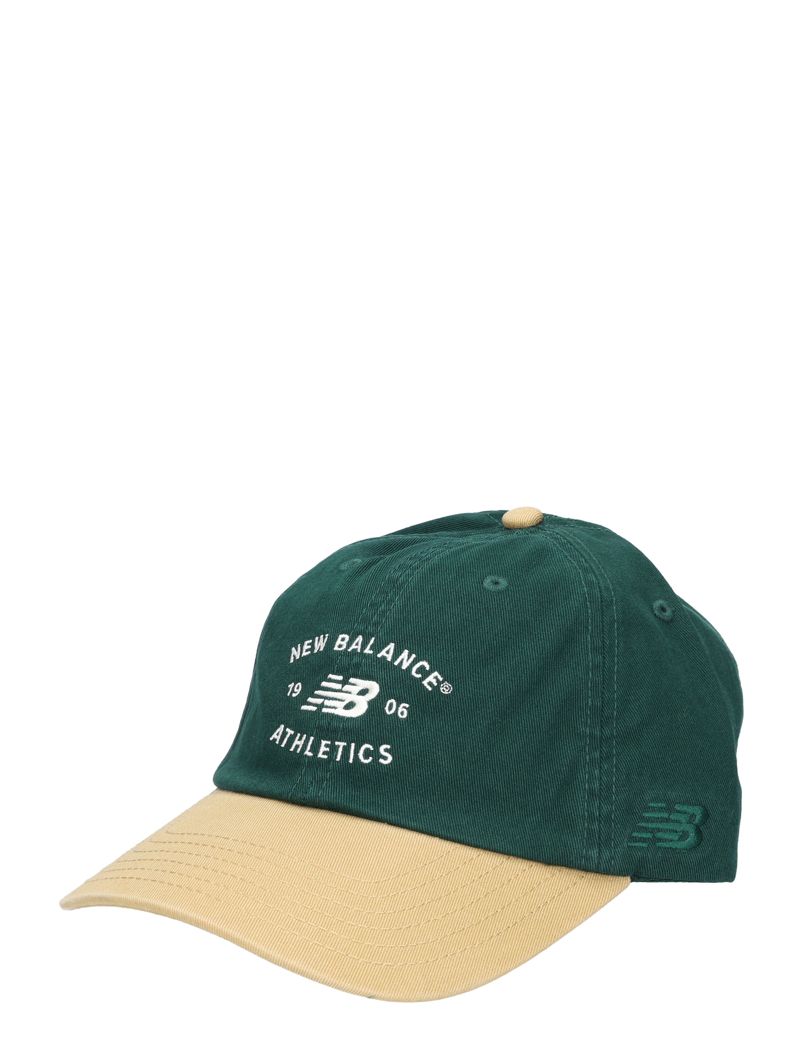 cap, baseball cap, groen, beige klep, new balance athletics