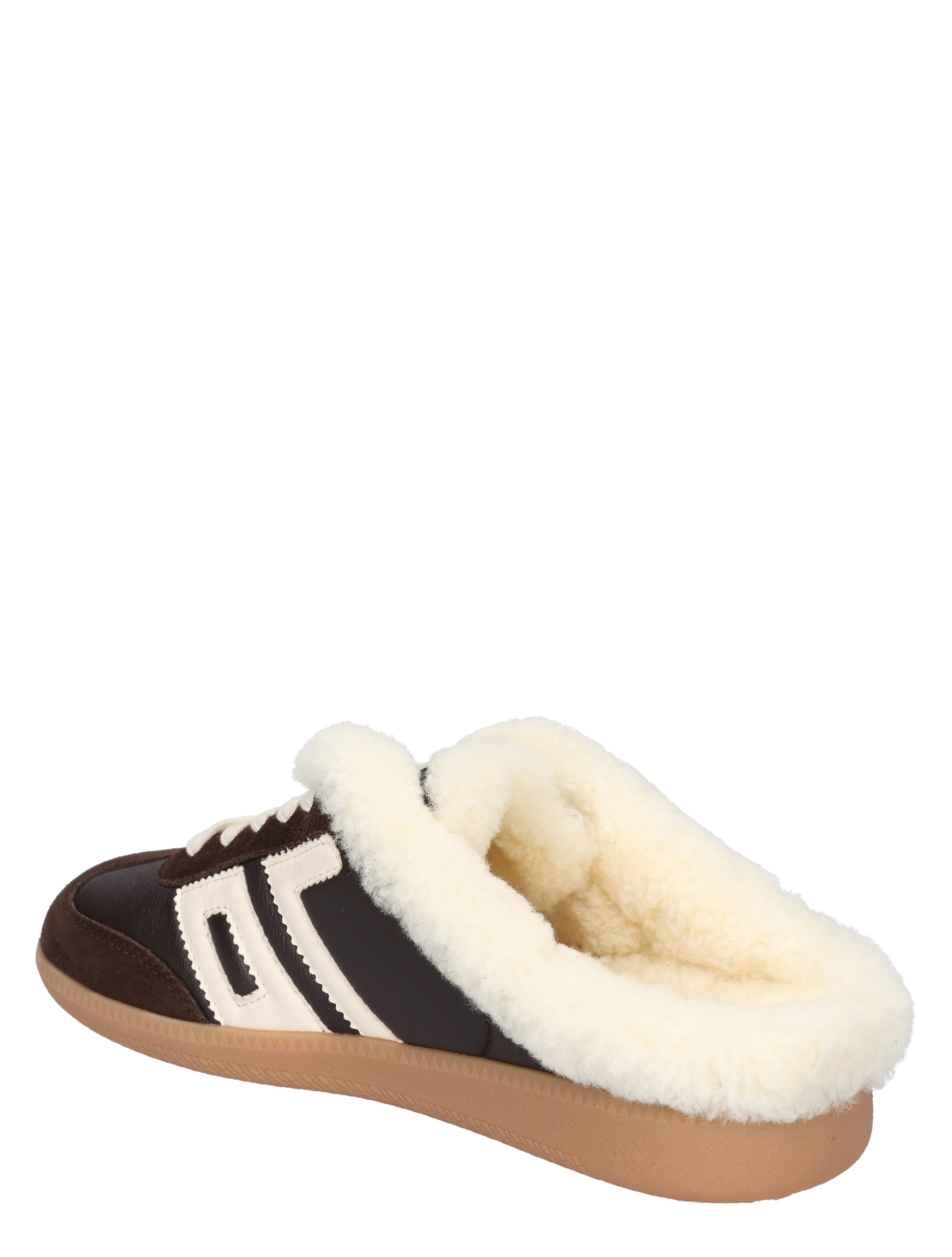 slipper, mocassin, fleece-lined, shearling, brown-white