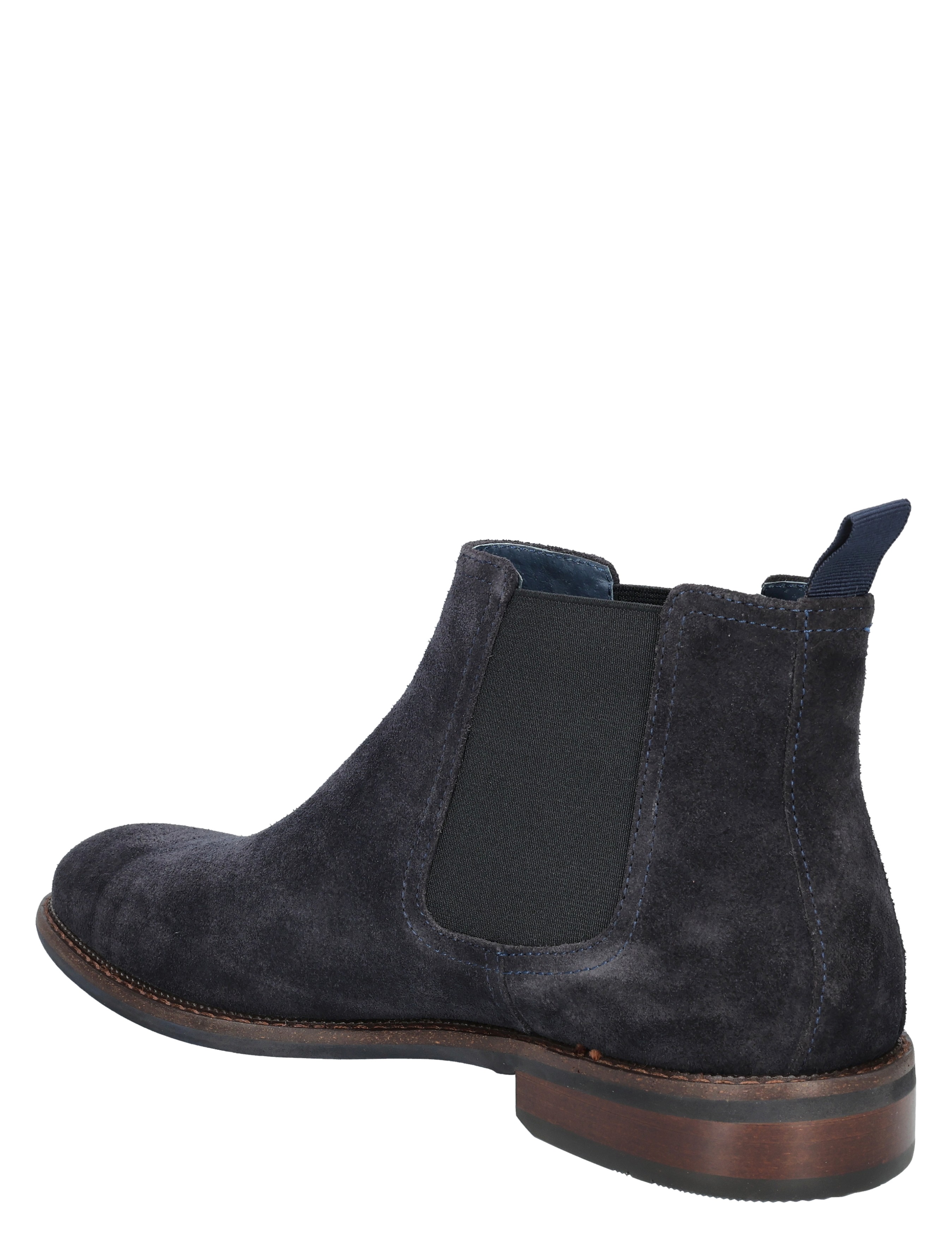 Chelsea boot, suede, navy, elastic side panel, leather sole
