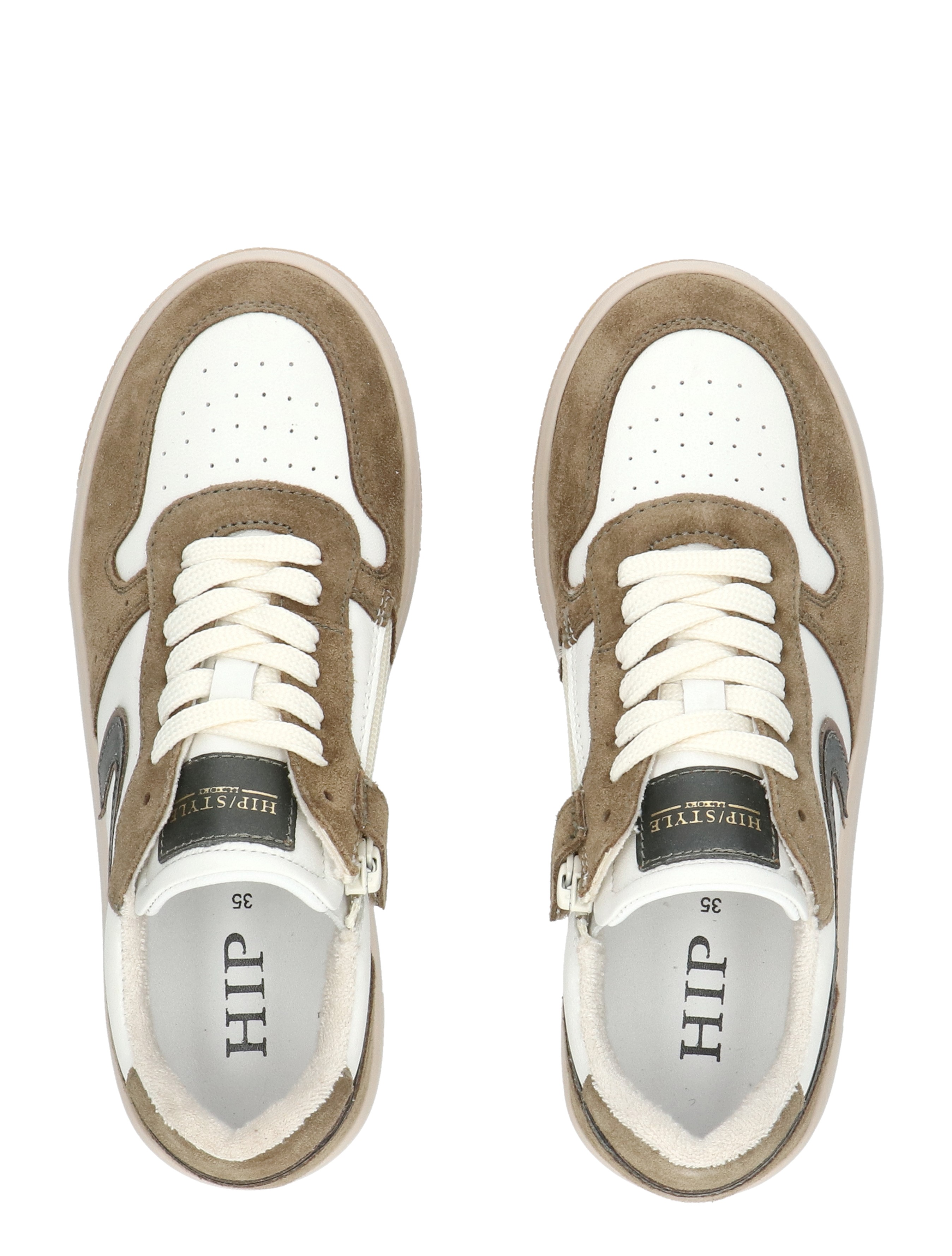 sneakers, suede, paar, wit, rood-bruin