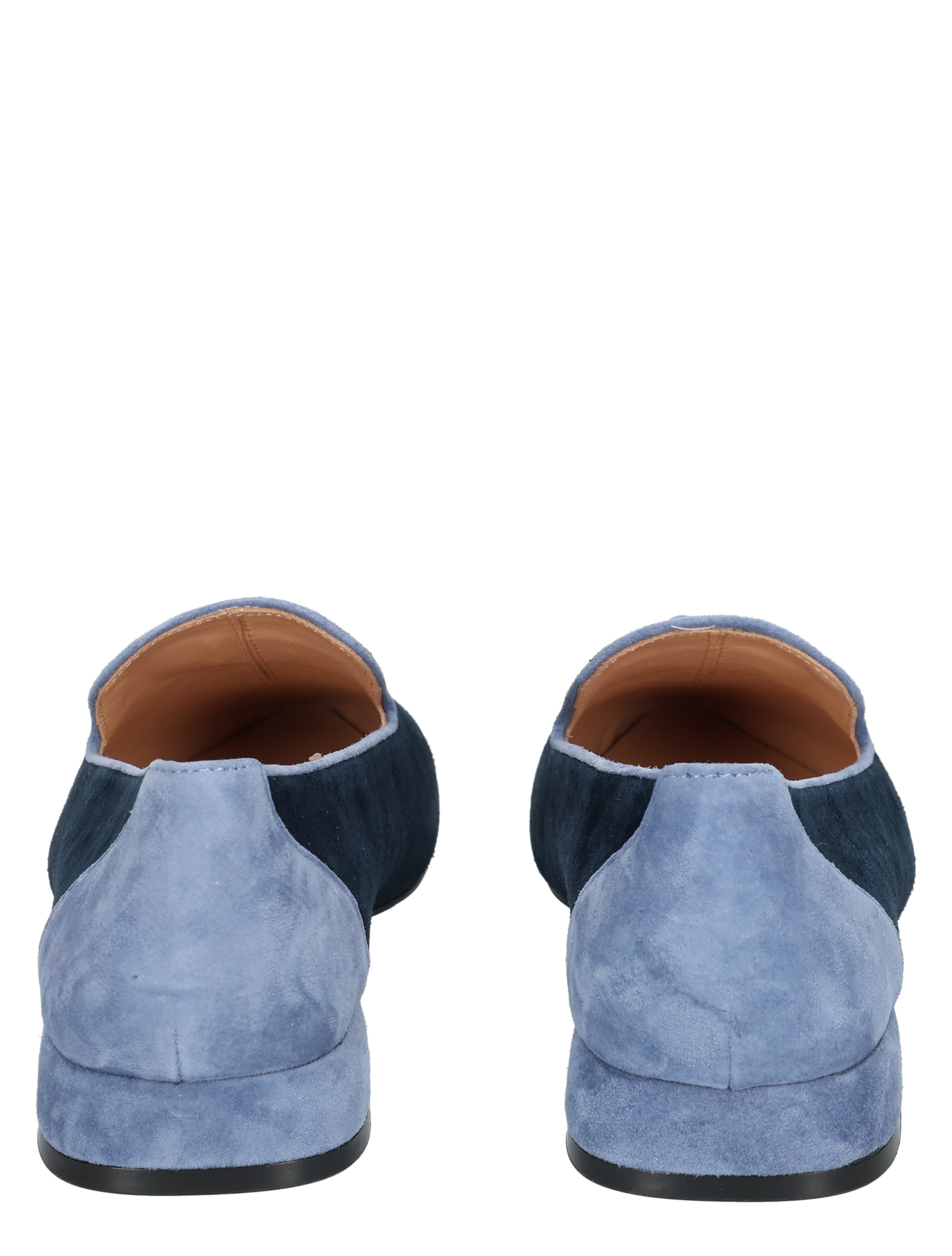suède, mocassins, blauw, tweedelig, achterkant