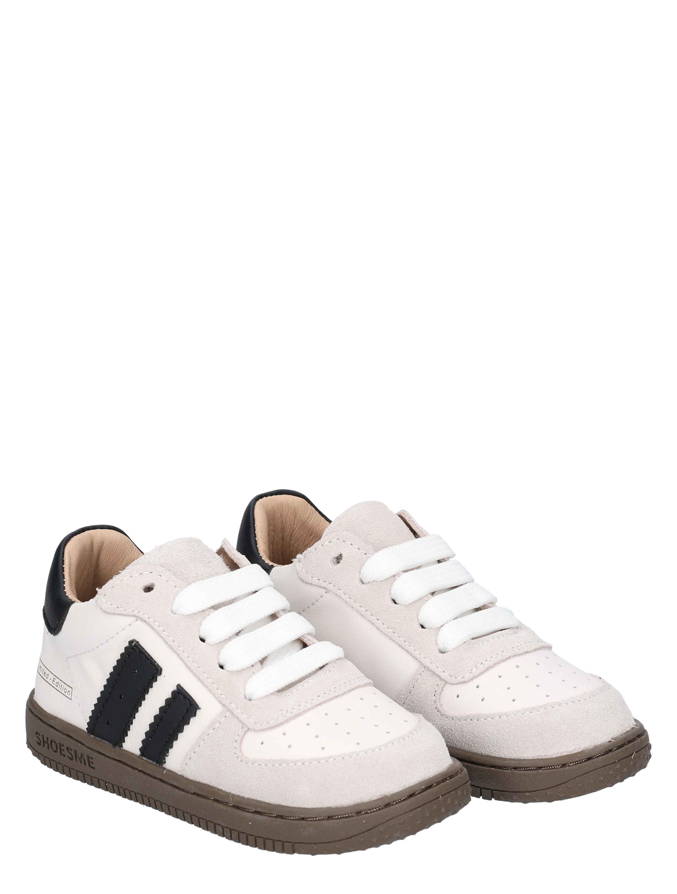 sneakers, kidsshoes, white sneakers, brown sole, black stripes