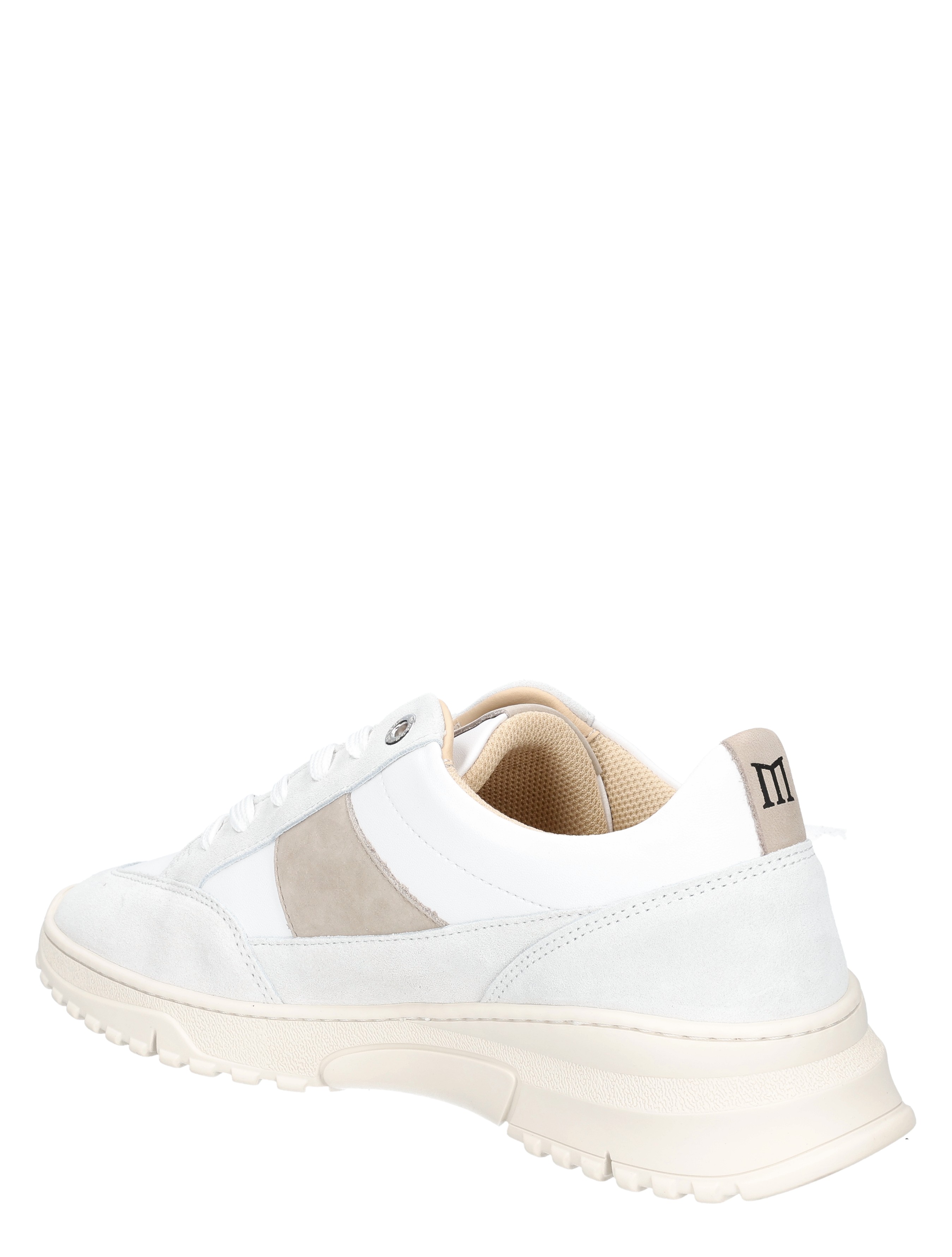 sneaker, witte sneaker, leren accenten, beige detail, comfortzool
