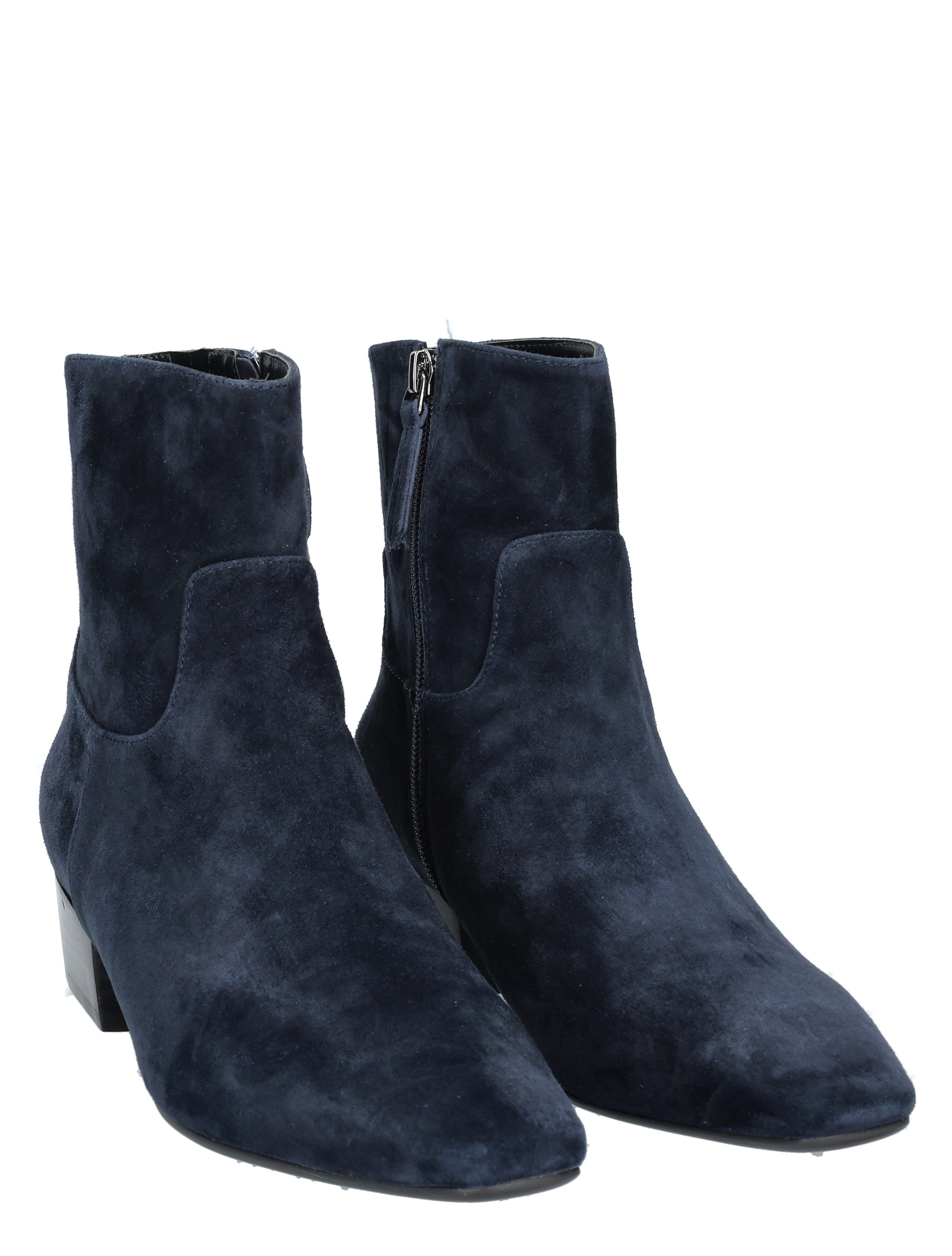 enkelboots, suede, donkerblauw, hak(hoog), rits