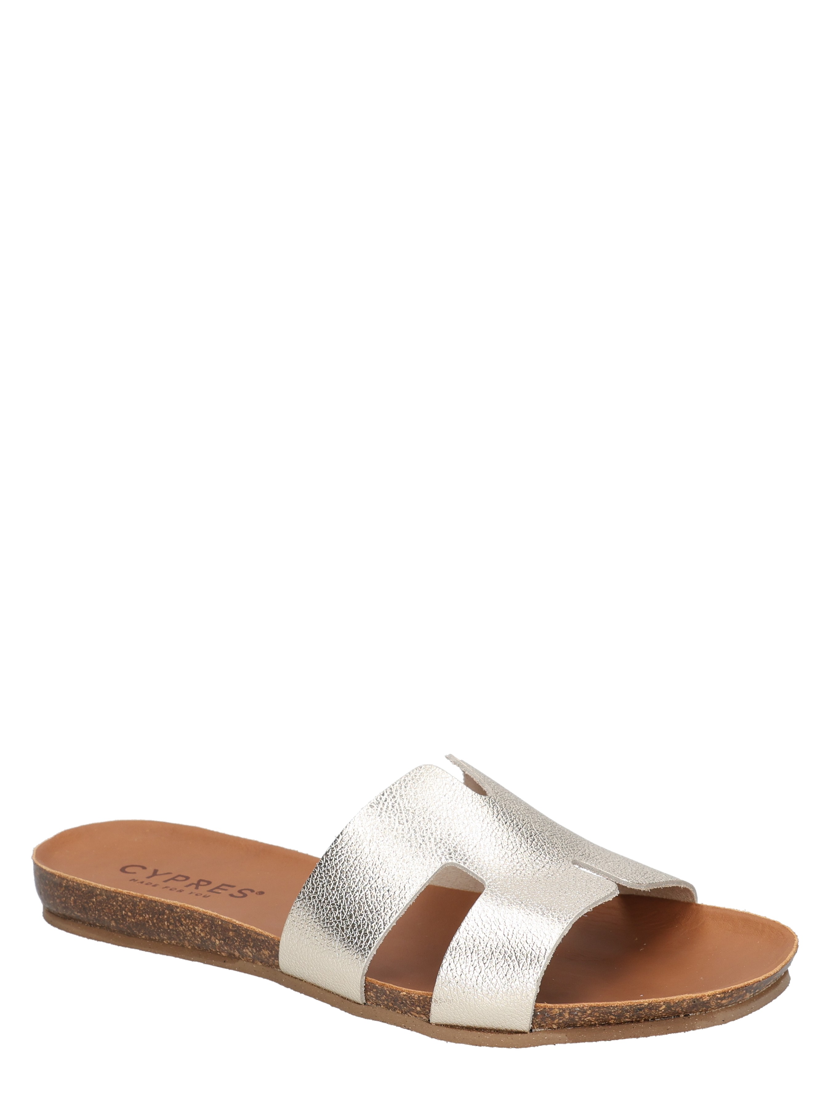 sandal, metallic, silver, two-strap, Cork sole