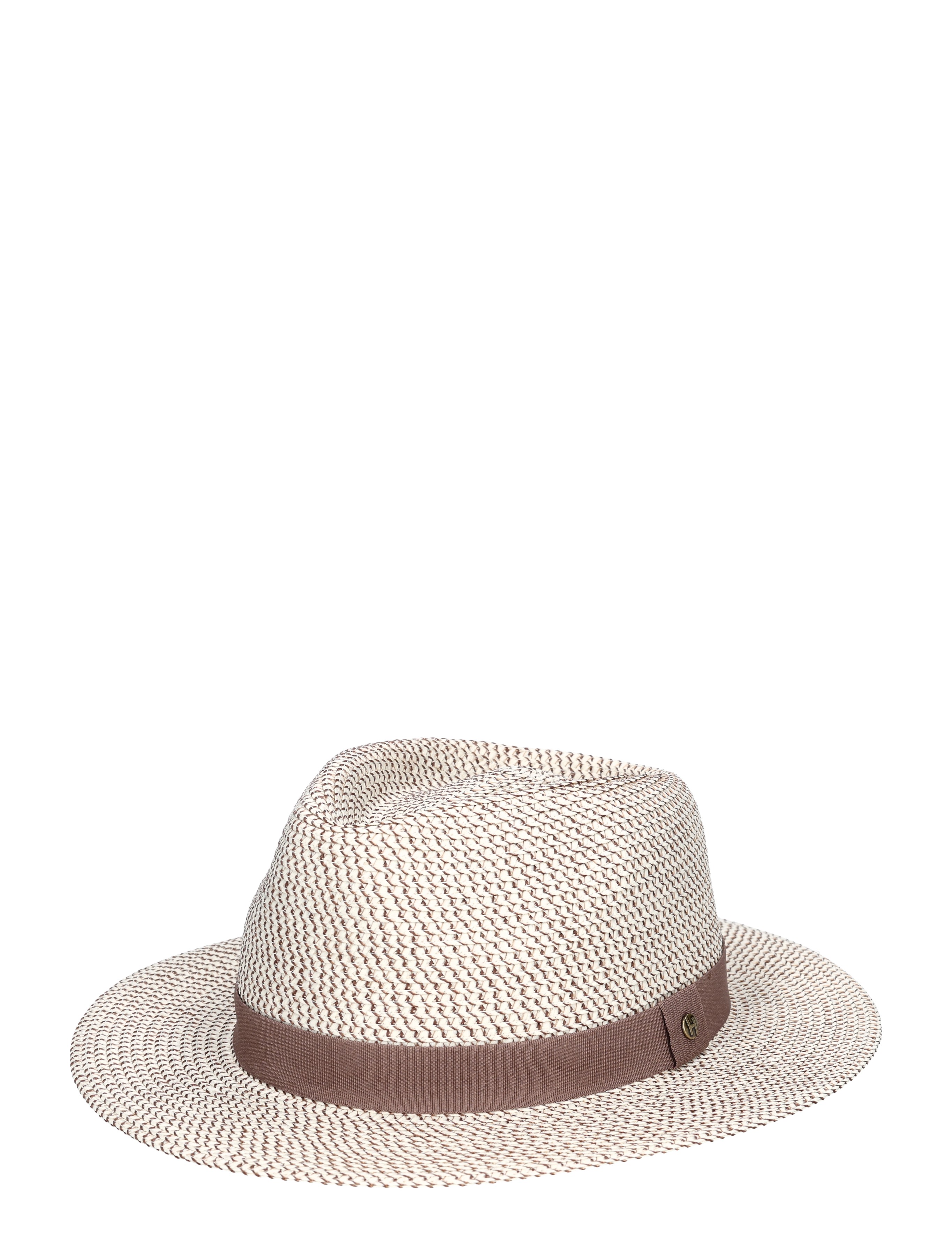 hoed, stroh, witte patroon, basishoed, hatband bruine