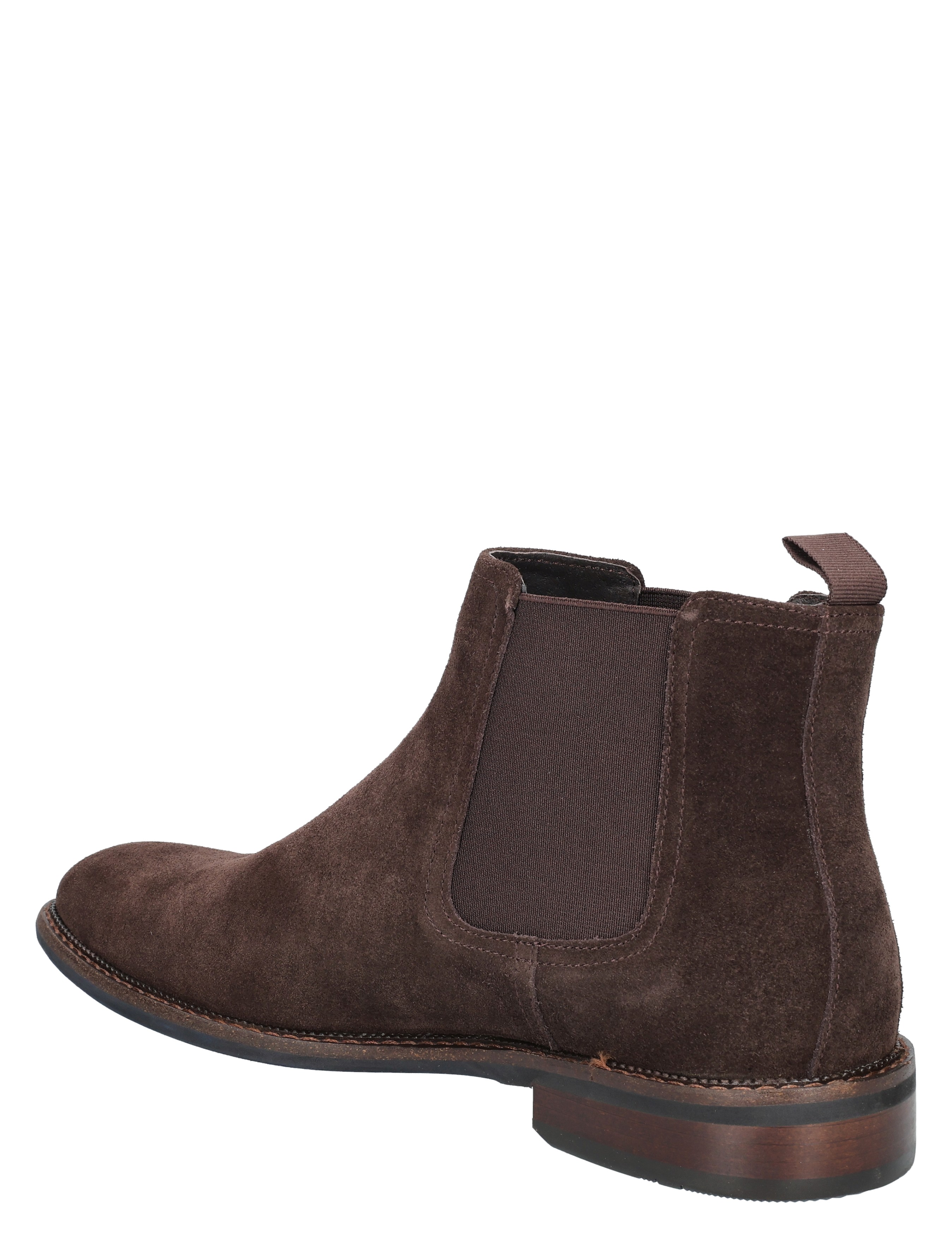 bruine suède,  Chelsea boot,  elastische inzet,  enkelhoog,  lage hak