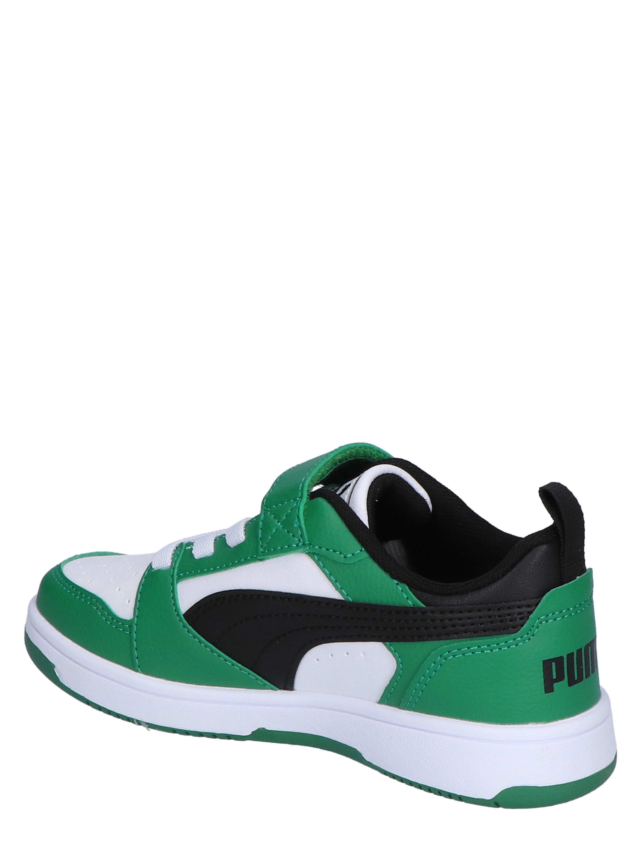 Puma - Rebound V6 Low Basket Velcro White Black Green - Meisjes - Jongens - Sneakers - Lage Sneakers - Lage Sneakers - Sneakers - Klittenbandschoenen - Klittenbandschoenen - 46452_86_4